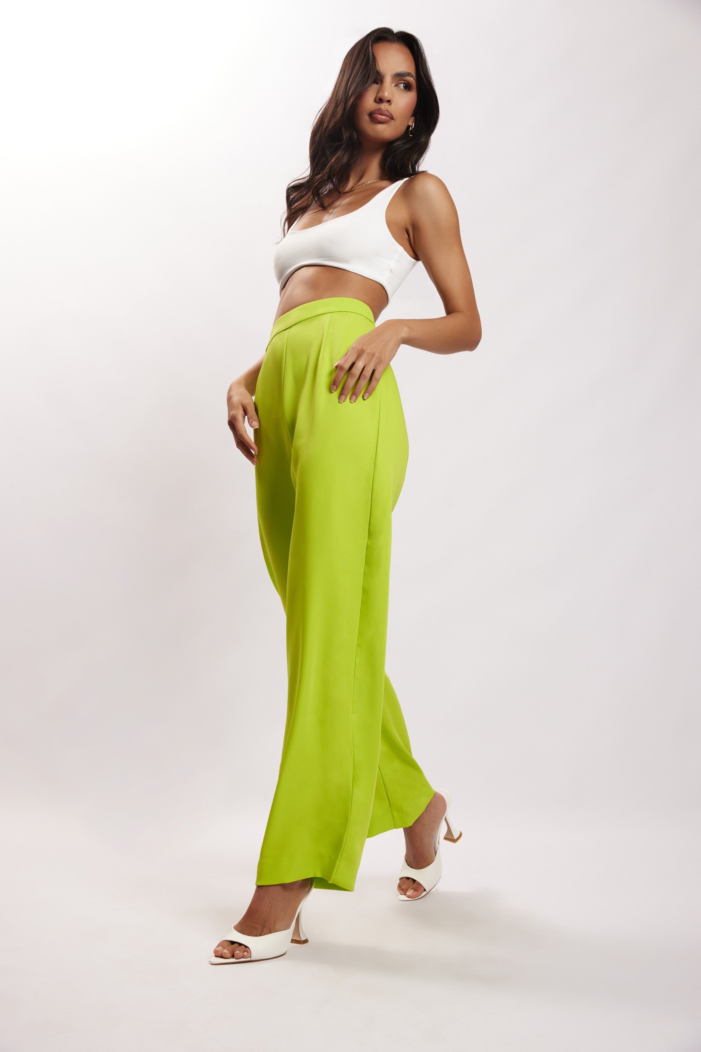 Saskia Straight Leg Trousers - Lime Green sold by Meshki product image thumbnail 5