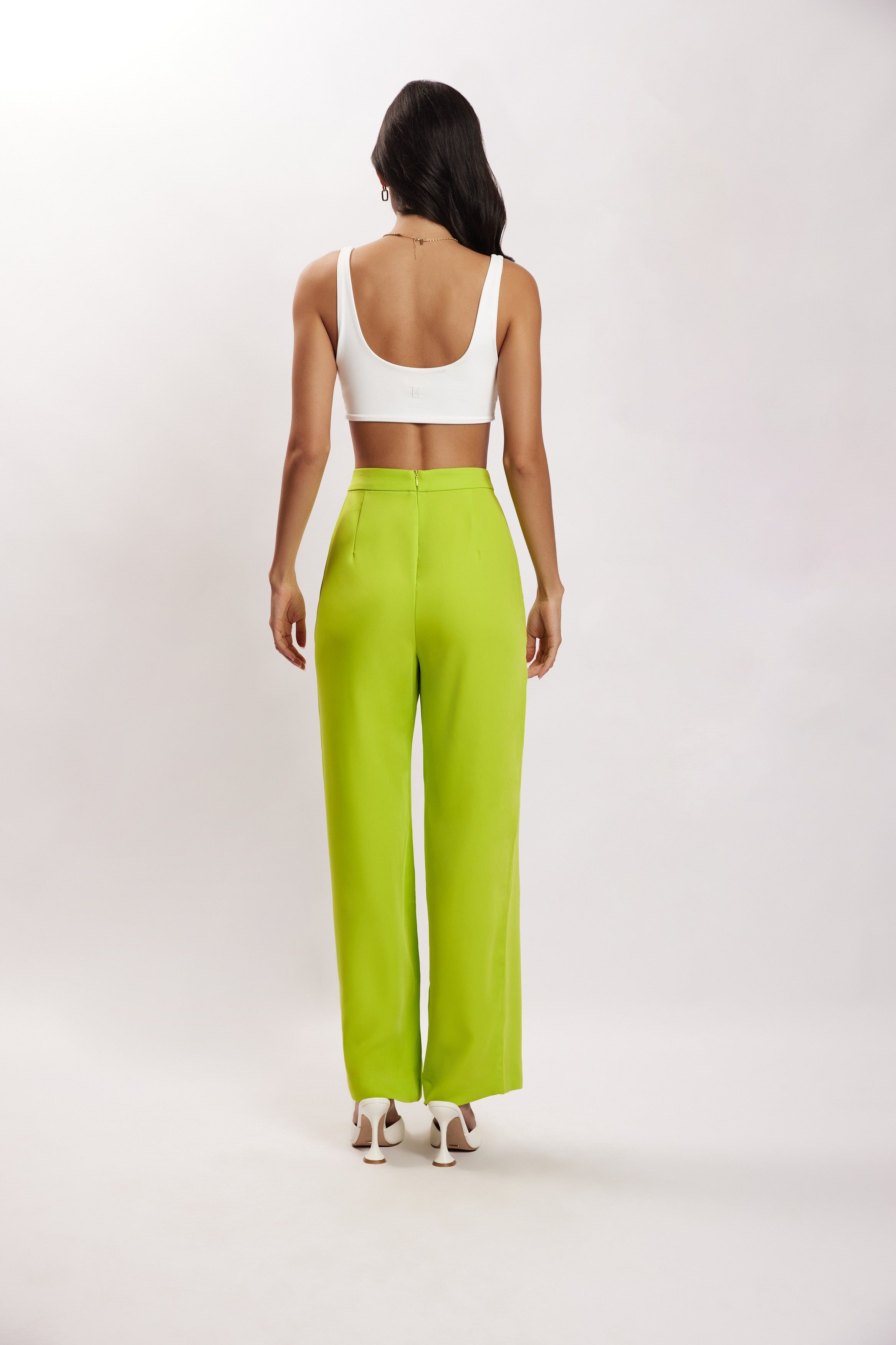 Saskia Straight Leg Trousers - Lime Green sold by Meshki product image thumbnail 2