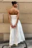 Audrina Strapless Linen Maxi Dress - White sold by Meshki