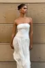 Audrina Strapless Linen Maxi Dress - White sold by Meshki