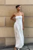 Audrina Strapless Linen Maxi Dress - White sold by Meshki