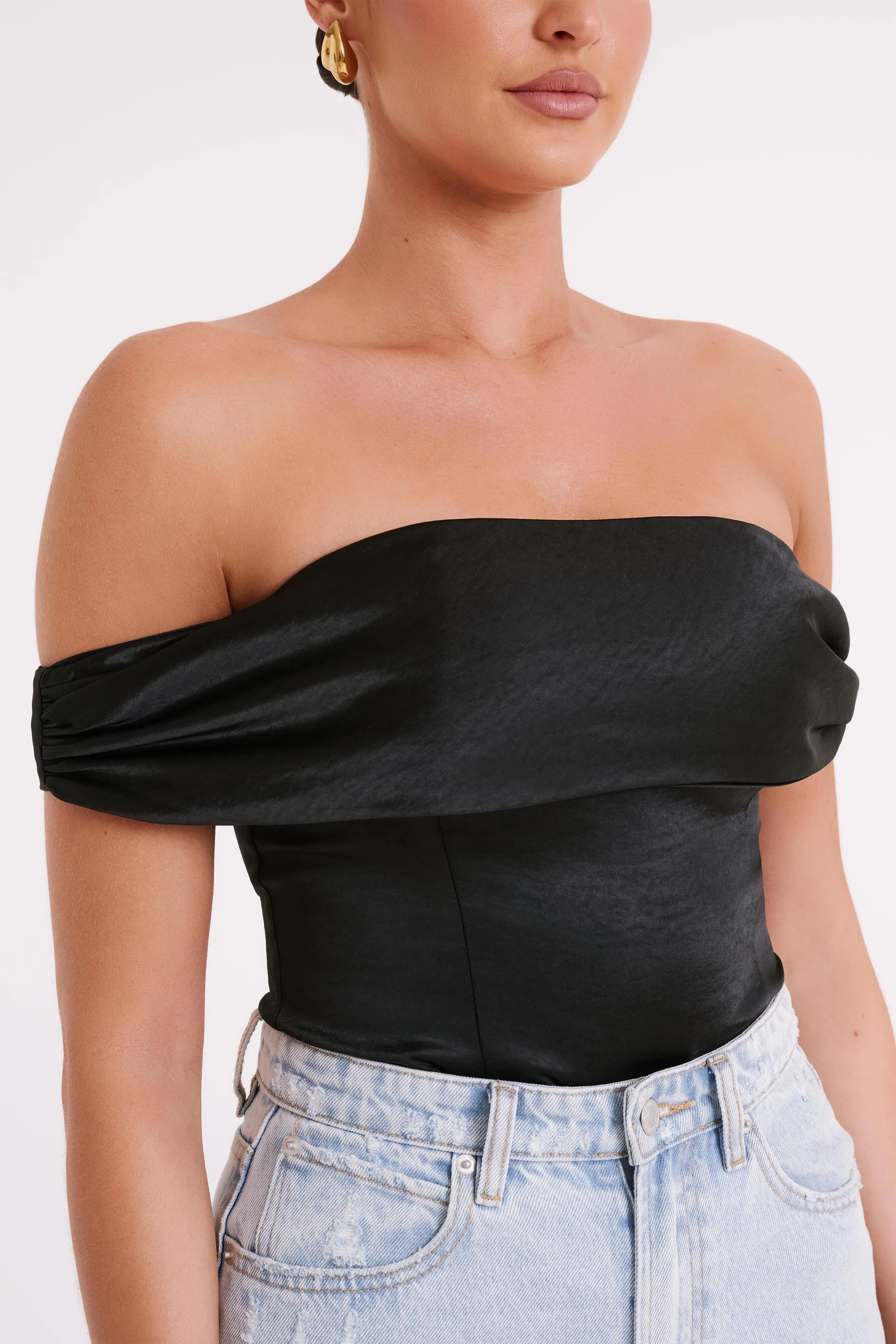 Anysa Satin Strapless Top - Black sold by Meshki product image thumbnail 5