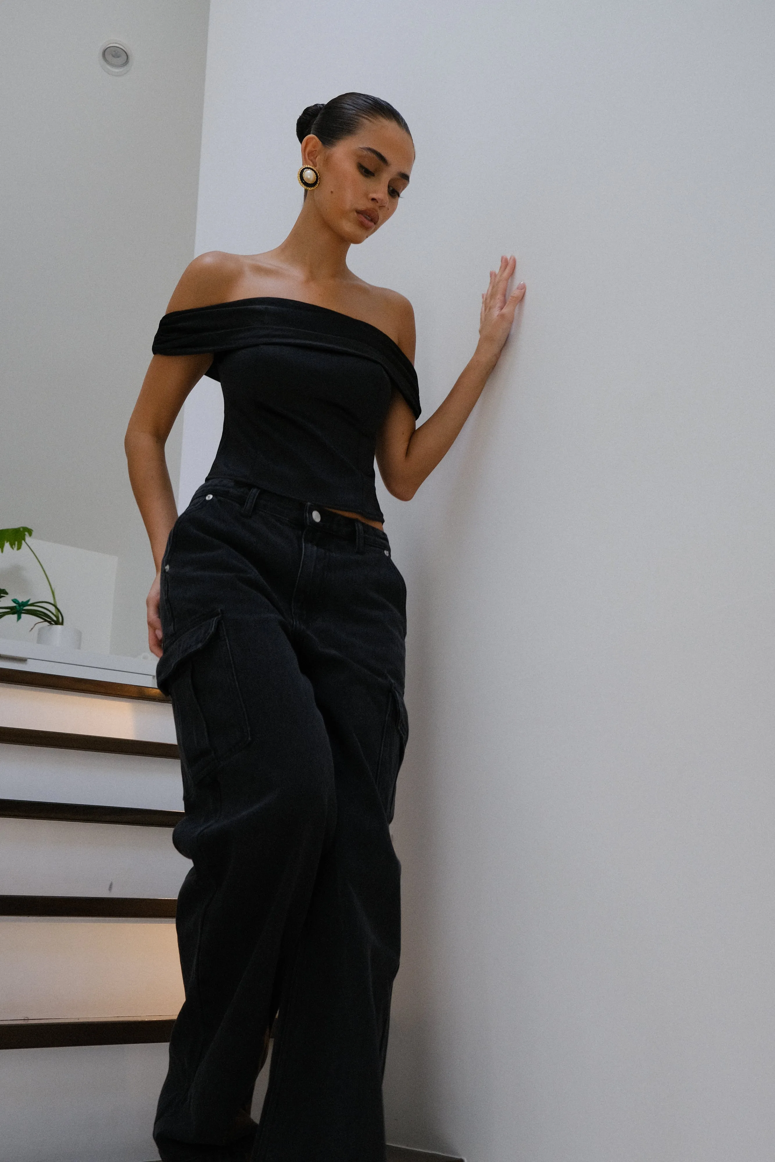 Anysa Satin Strapless Top - Black sold by Meshki product image thumbnail 3