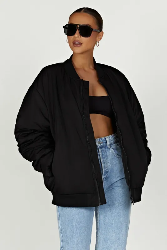 Johanna Recycled Bomber Jacket - Black sold by Meshki