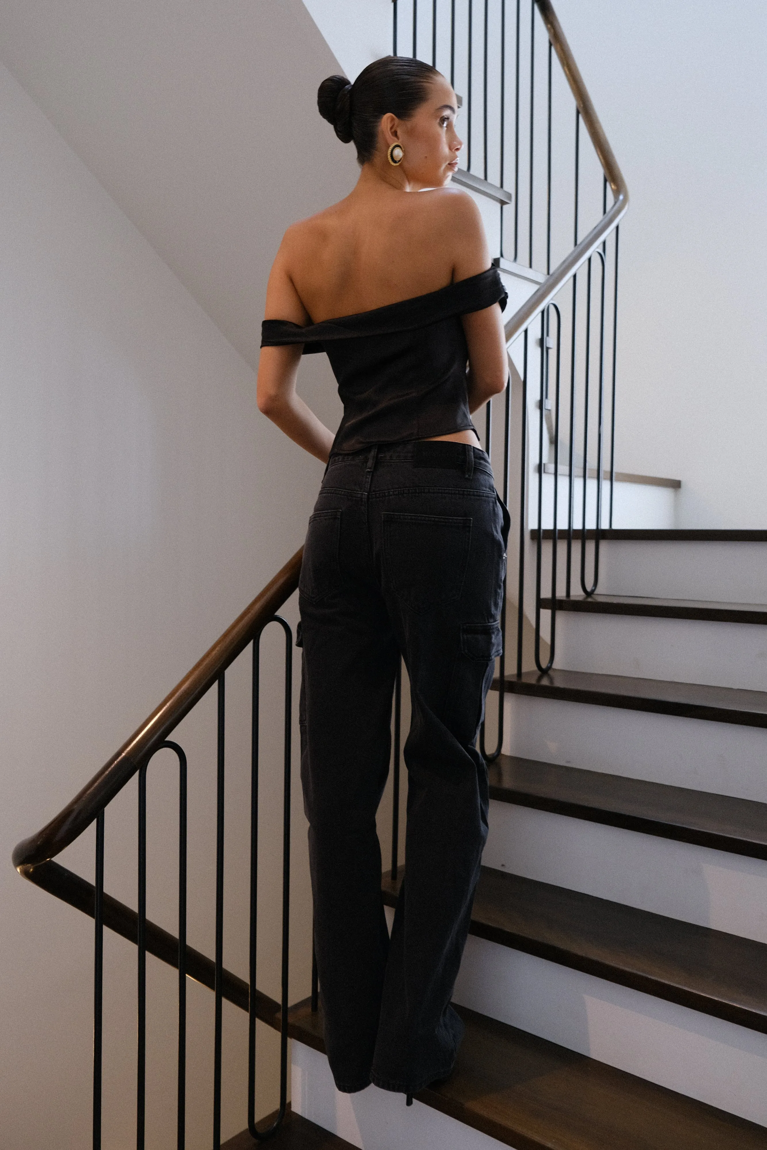 Anysa Satin Strapless Top - Black sold by Meshki product image thumbnail 2