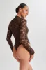 Renata Lace Long Sleeve Bodysuit - Chocolate sold by Meshki