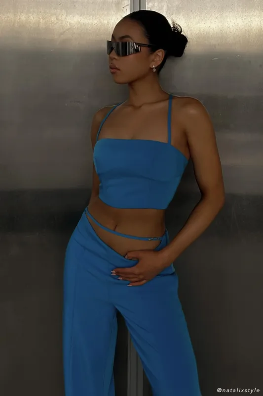 Bahar Seam Line Crop Top - Azure Blue made by Meshki