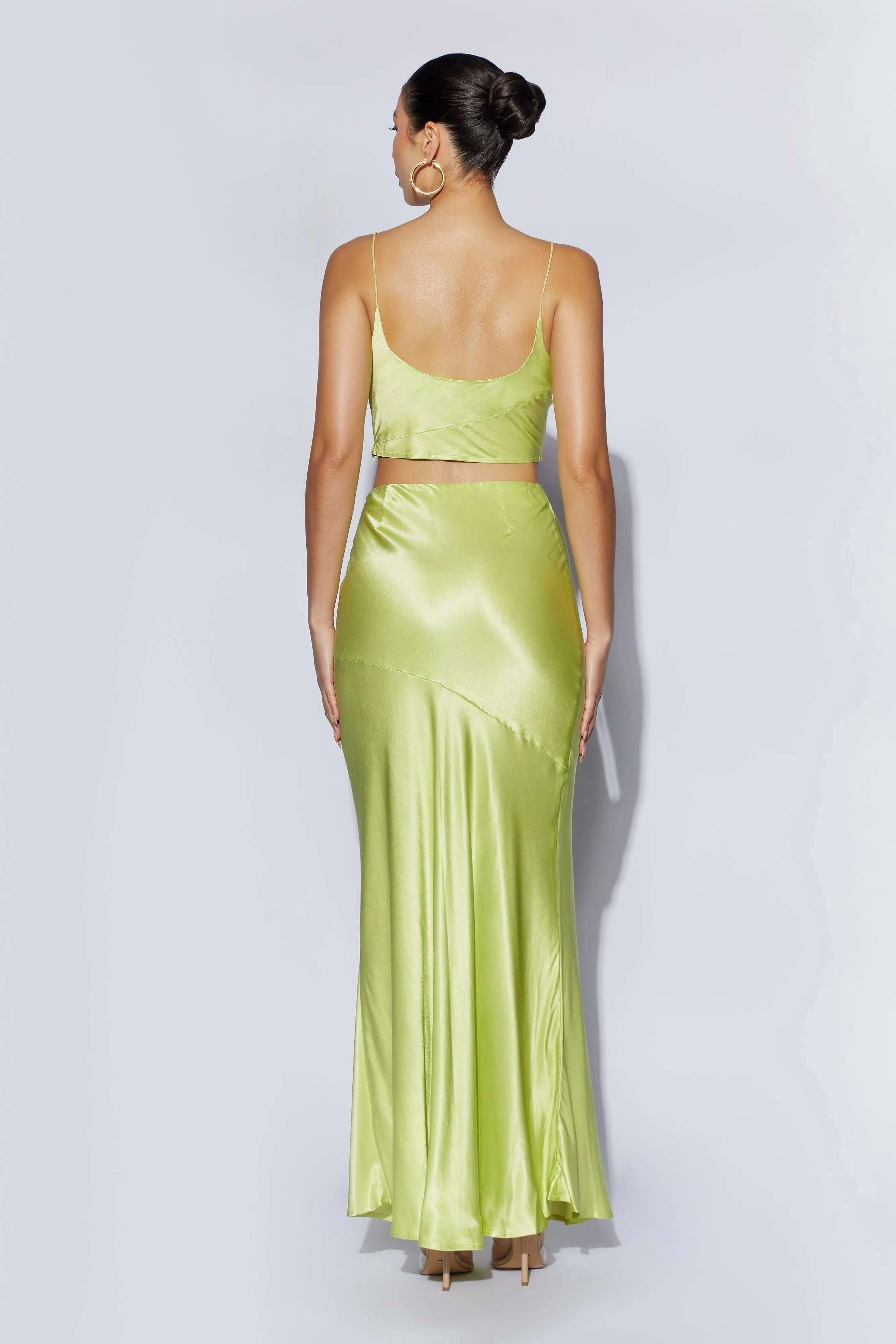 Poppy Satin Cowl Neck Top - Pistachio Green sold by Meshki product image thumbnail 3