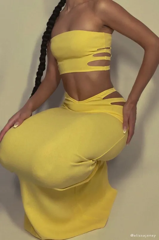 Audrina Cut Out Bandeau Top - Yellow sold by Meshki