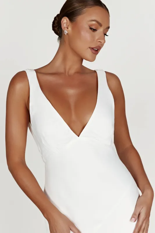 Amanza Maxi Dress With Cowl Back White Parallel