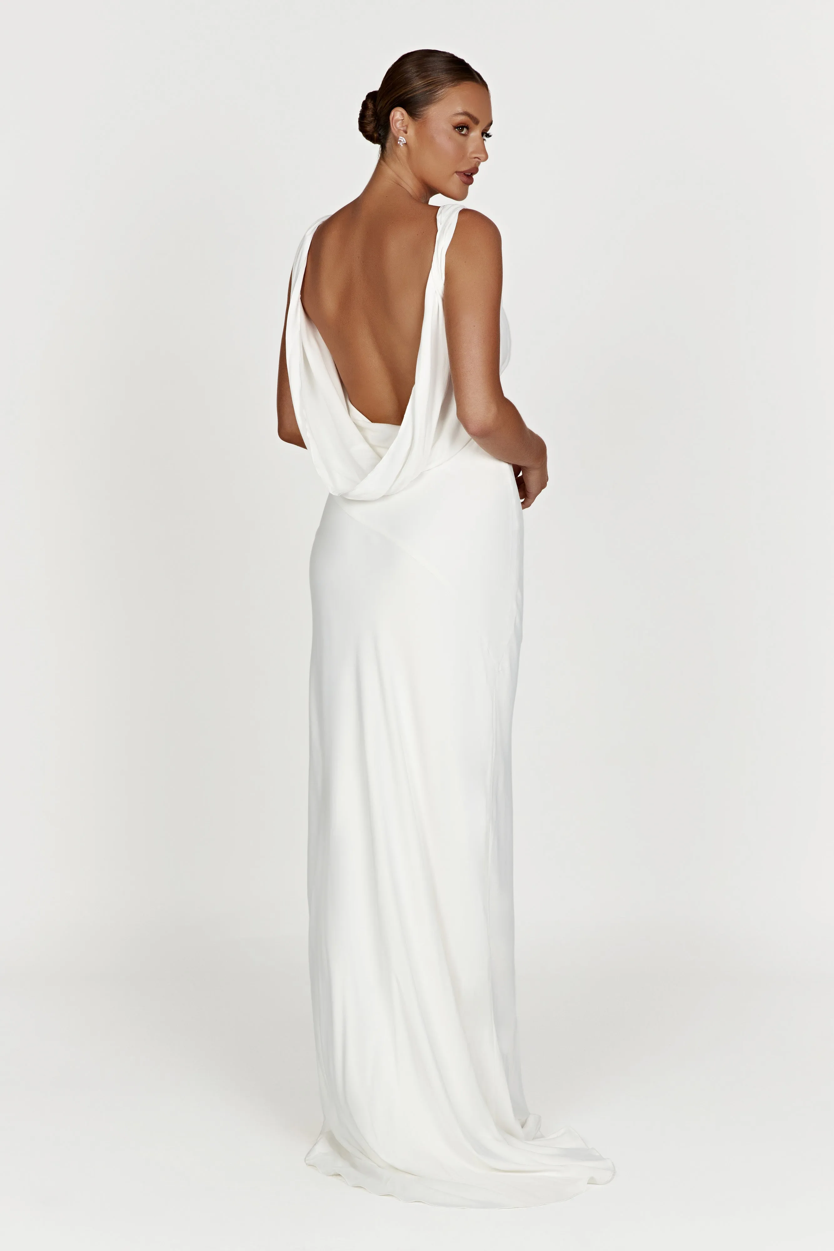 Amanza Maxi Dress With Cowl Back - White sold by Meshki