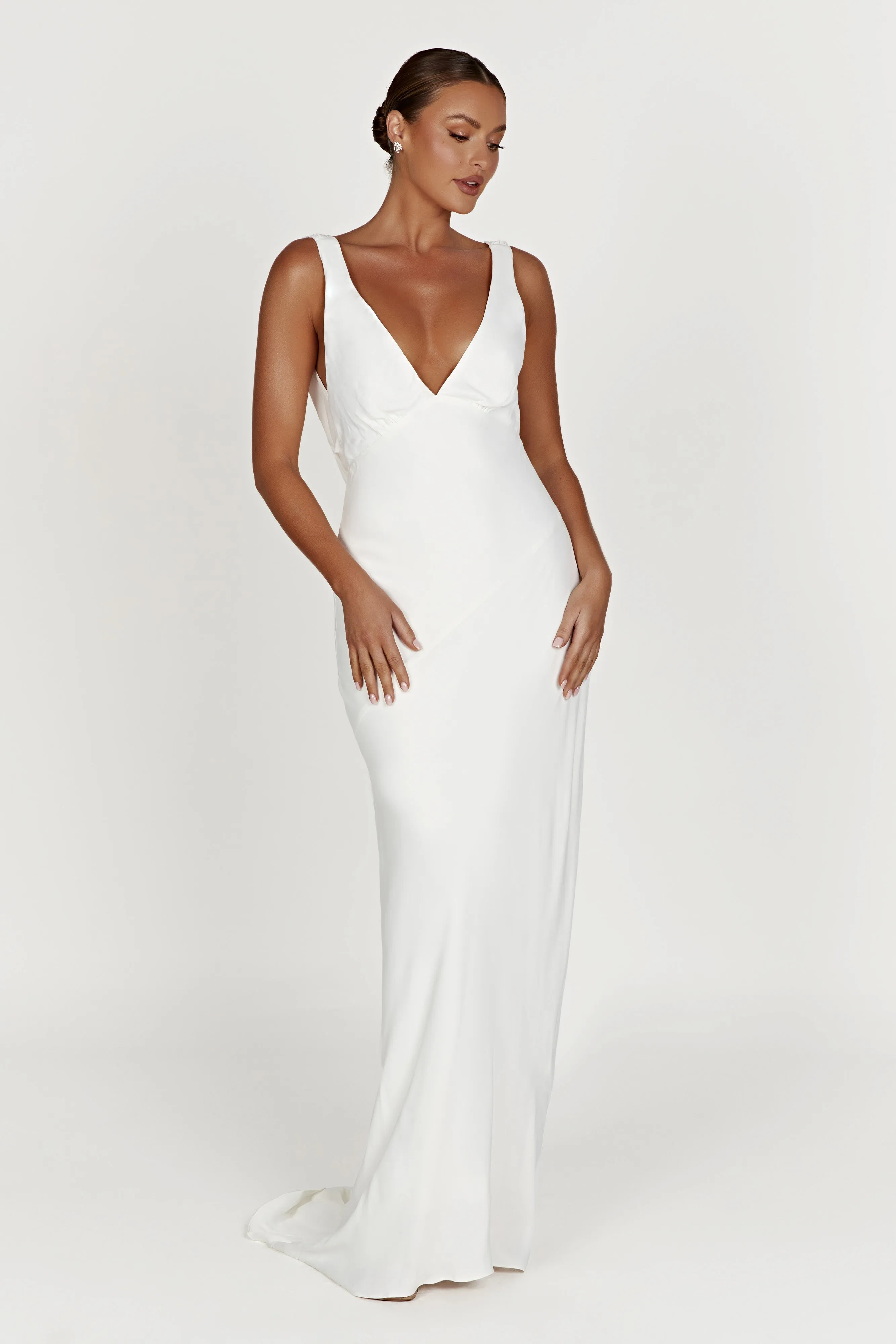 Amanza Maxi Dress With Cowl Back - White sold by Meshki product image thumbnail 2