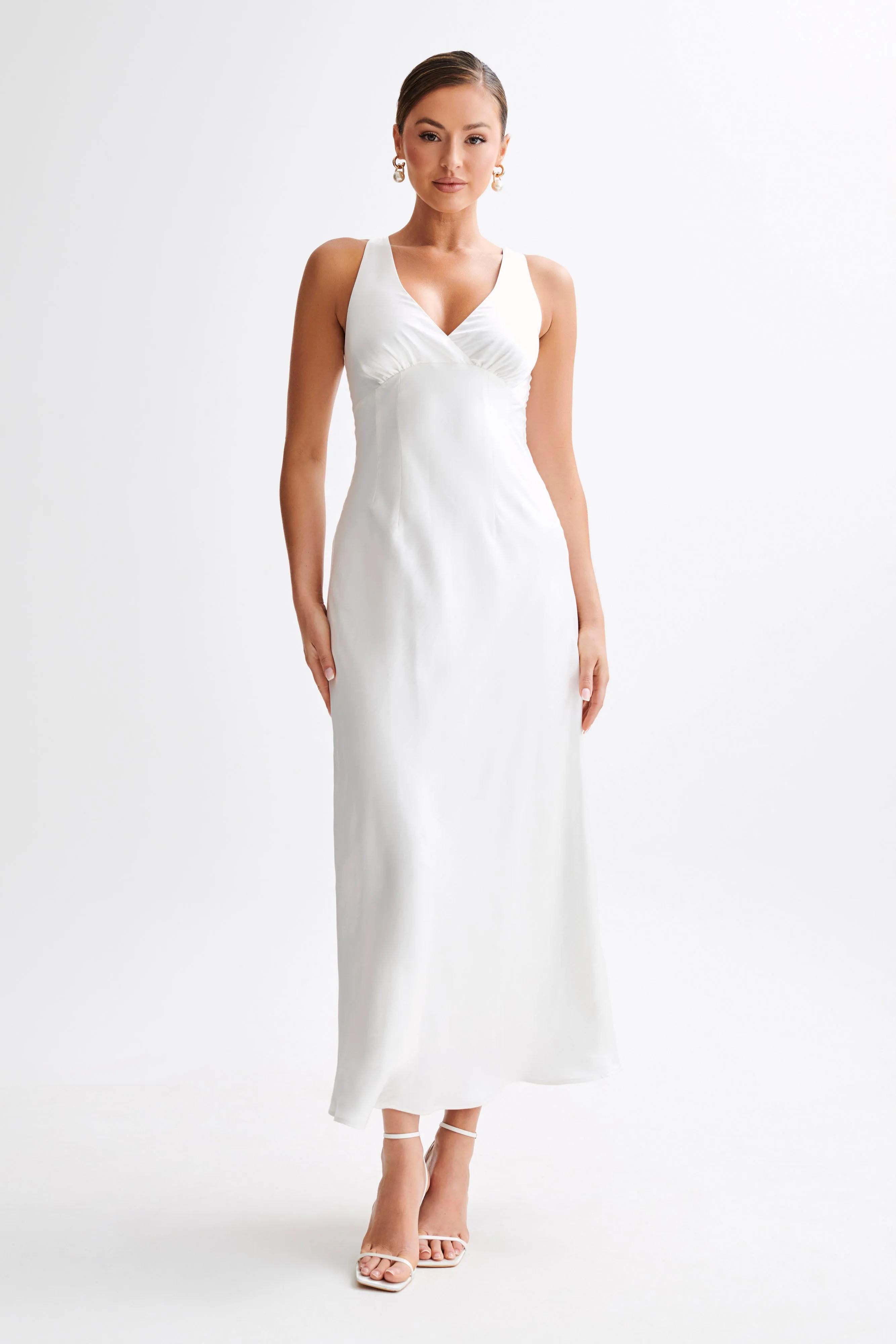 Meghan Satin Maxi Dress - Ivory sold by Meshki product image thumbnail 4