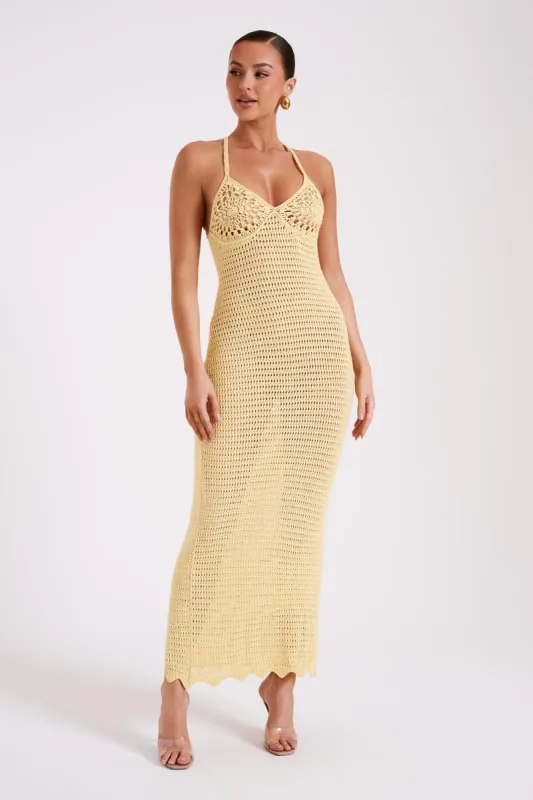 Monica Crochet Knit Maxi Dress - Butter | Parallel