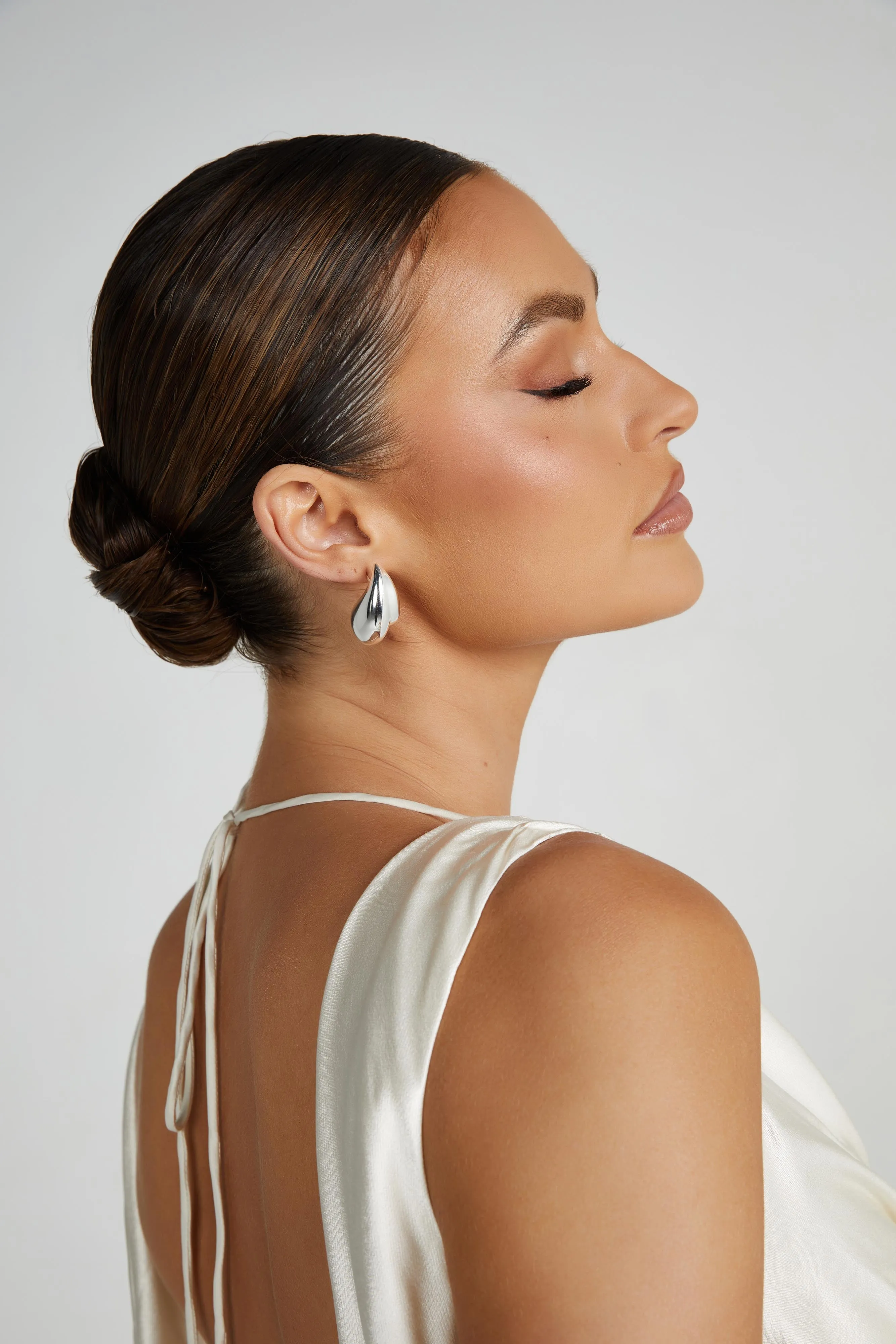 Zadie Double Teardrop Earrings - Silver sold by Meshki product image thumbnail 4