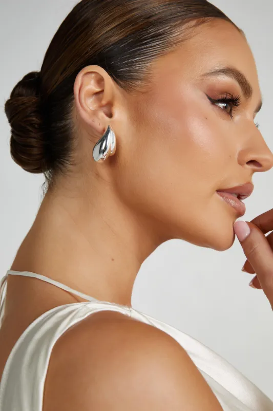 Zadie Double Teardrop Earrings - Silver sold by Meshki