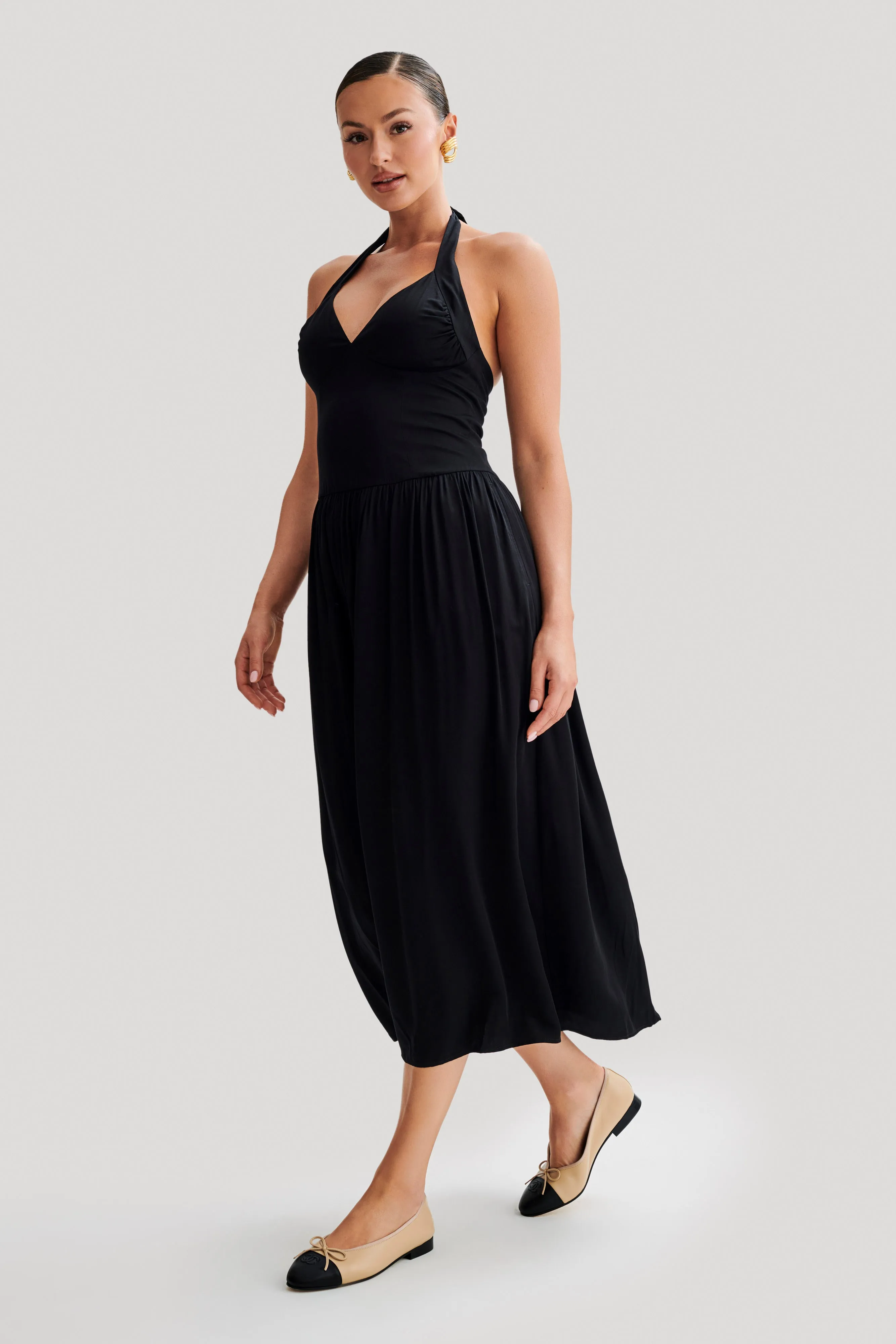 Harriette Halter Midi Dress - Black sold by Meshki product image thumbnail 4