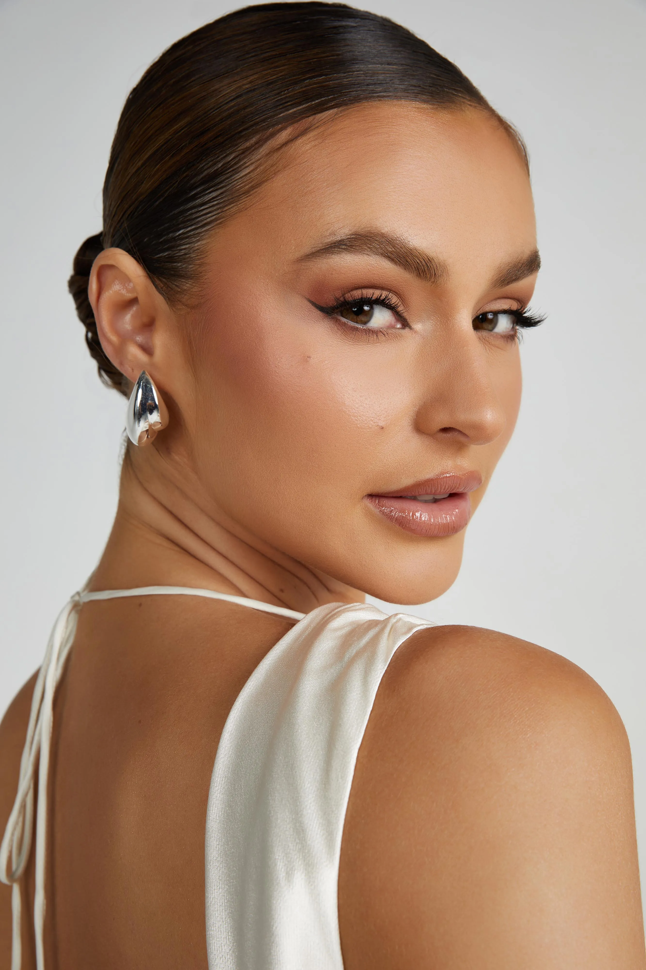 Zadie Double Teardrop Earrings - Silver sold by Meshki product image thumbnail 3