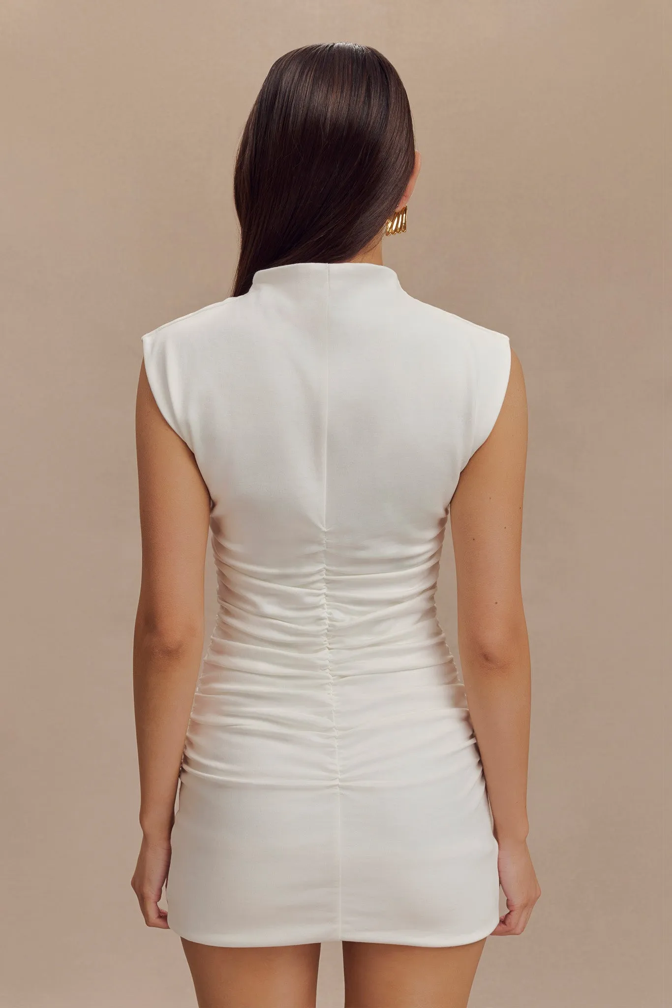 Elliot High Neck Sleeveless Mini Dress - White sold by Meshki product image thumbnail 2