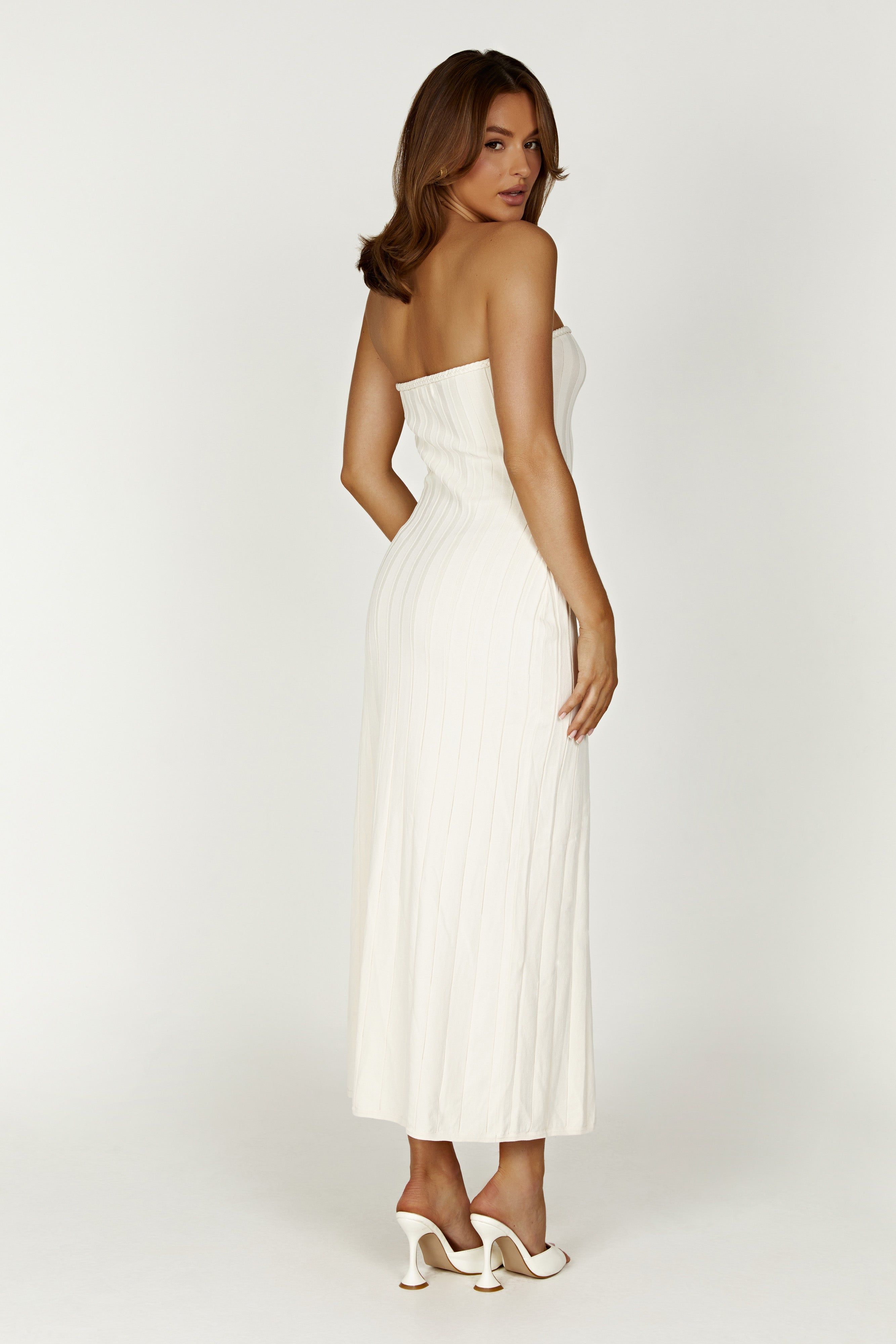 Dolce Extreme Rib Strapless Midi Dress - Ivory sold by Meshki product image thumbnail 2