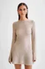 Zahra Open Back Mini Sequin Knit Dress - Taupe sold by Meshki