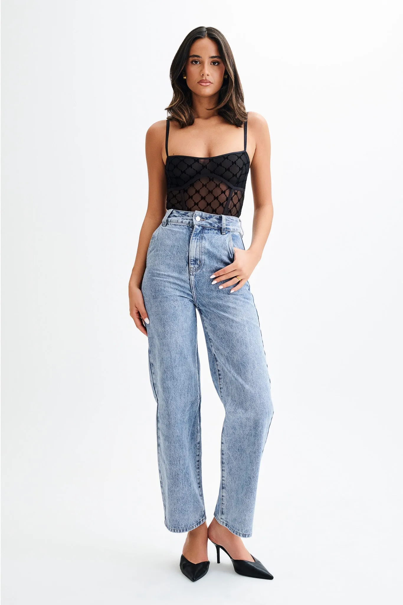 Amelia Monogram Bodysuit - Black sold by Meshki product image thumbnail 2