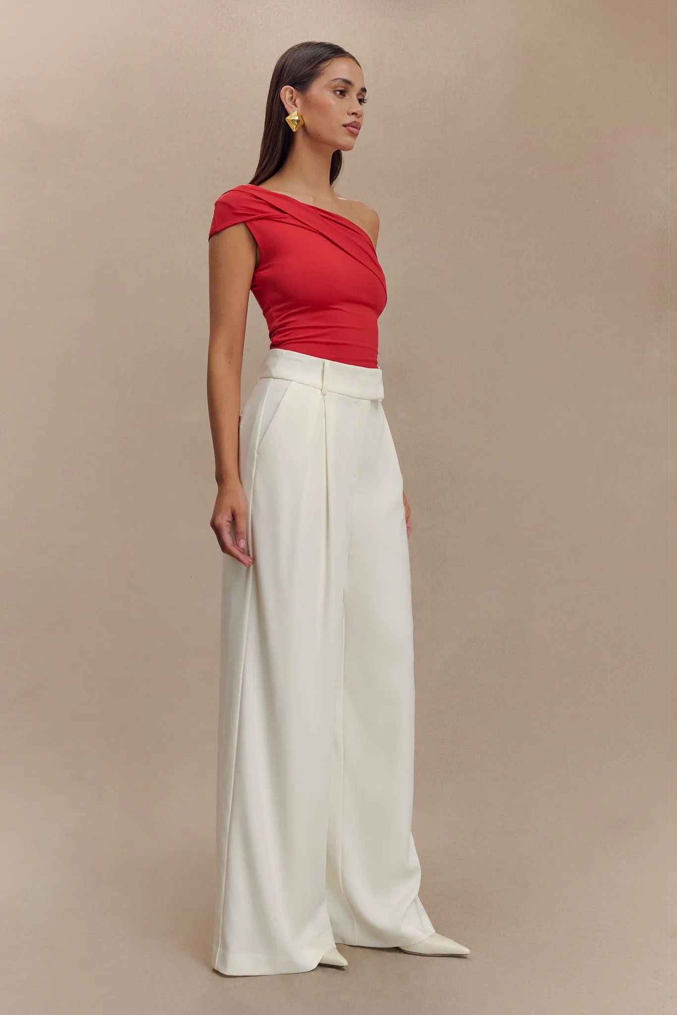 Jacqueline Pleated Wide Leg Pants - Ivory sold by Meshki product image thumbnail 5