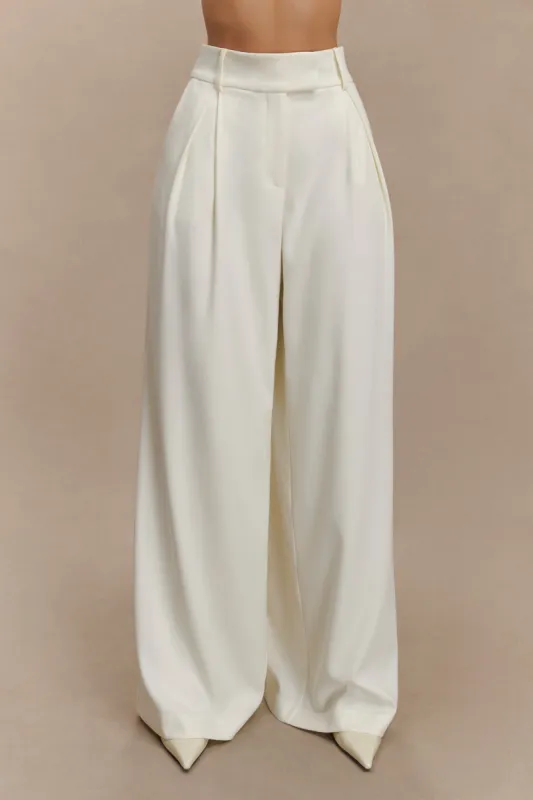 Jacqueline Pleated Wide Leg Pants - Ivory sold by Meshki