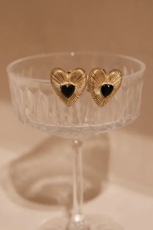 Amore Heart Earrings - Gold sold by Meshki