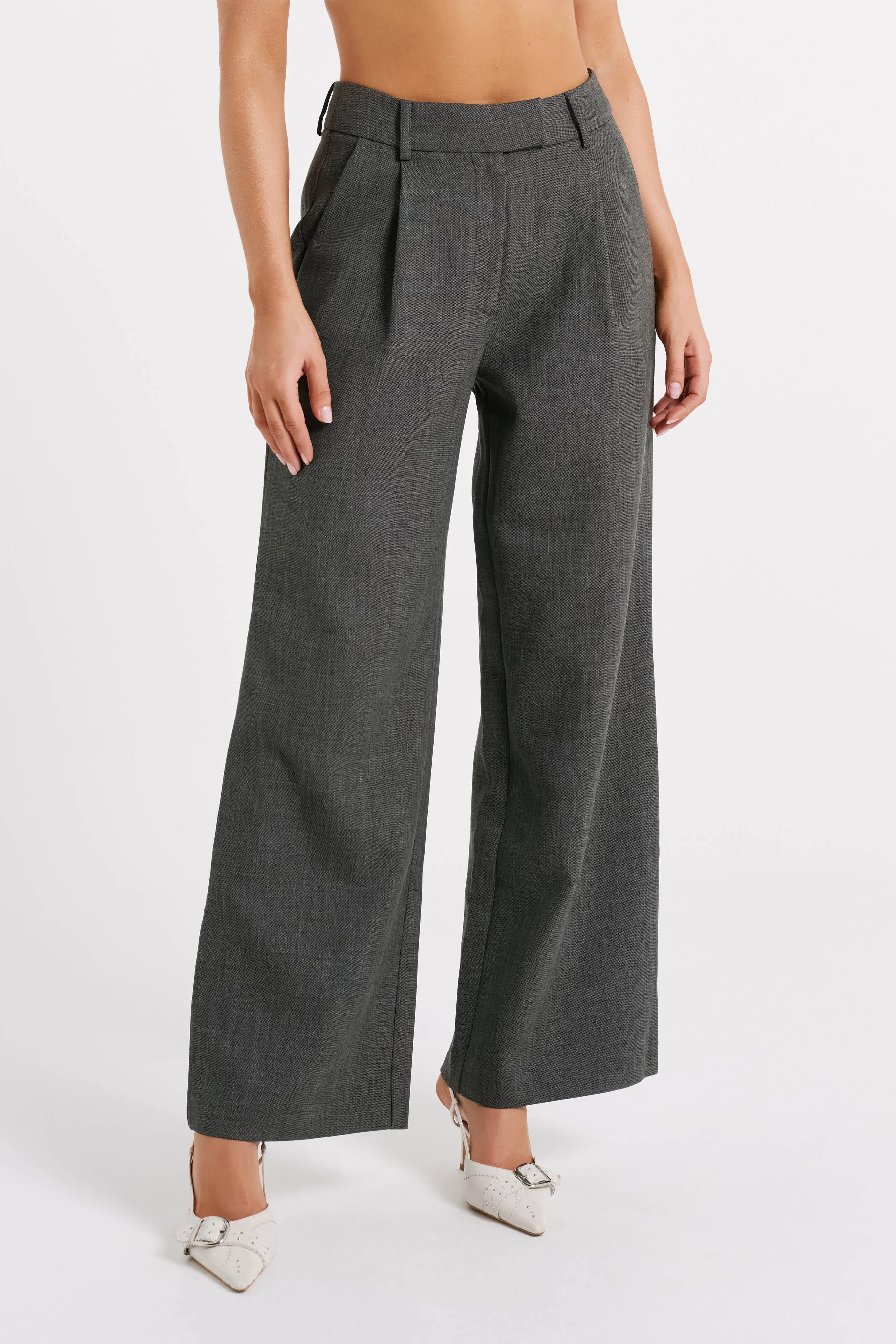 Natalie Textured Wide Leg Pant - Charcoal sold by Meshki
