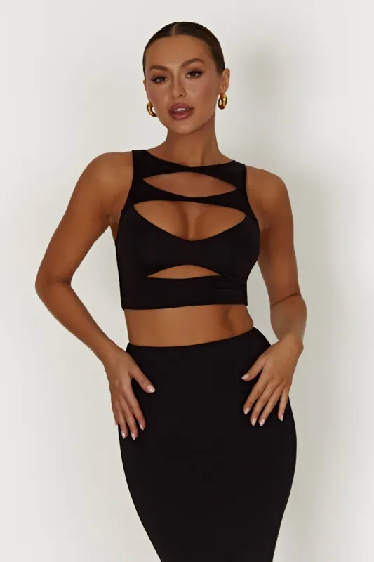 Chloe Cut Out Crop Top - Black sold by Meshki