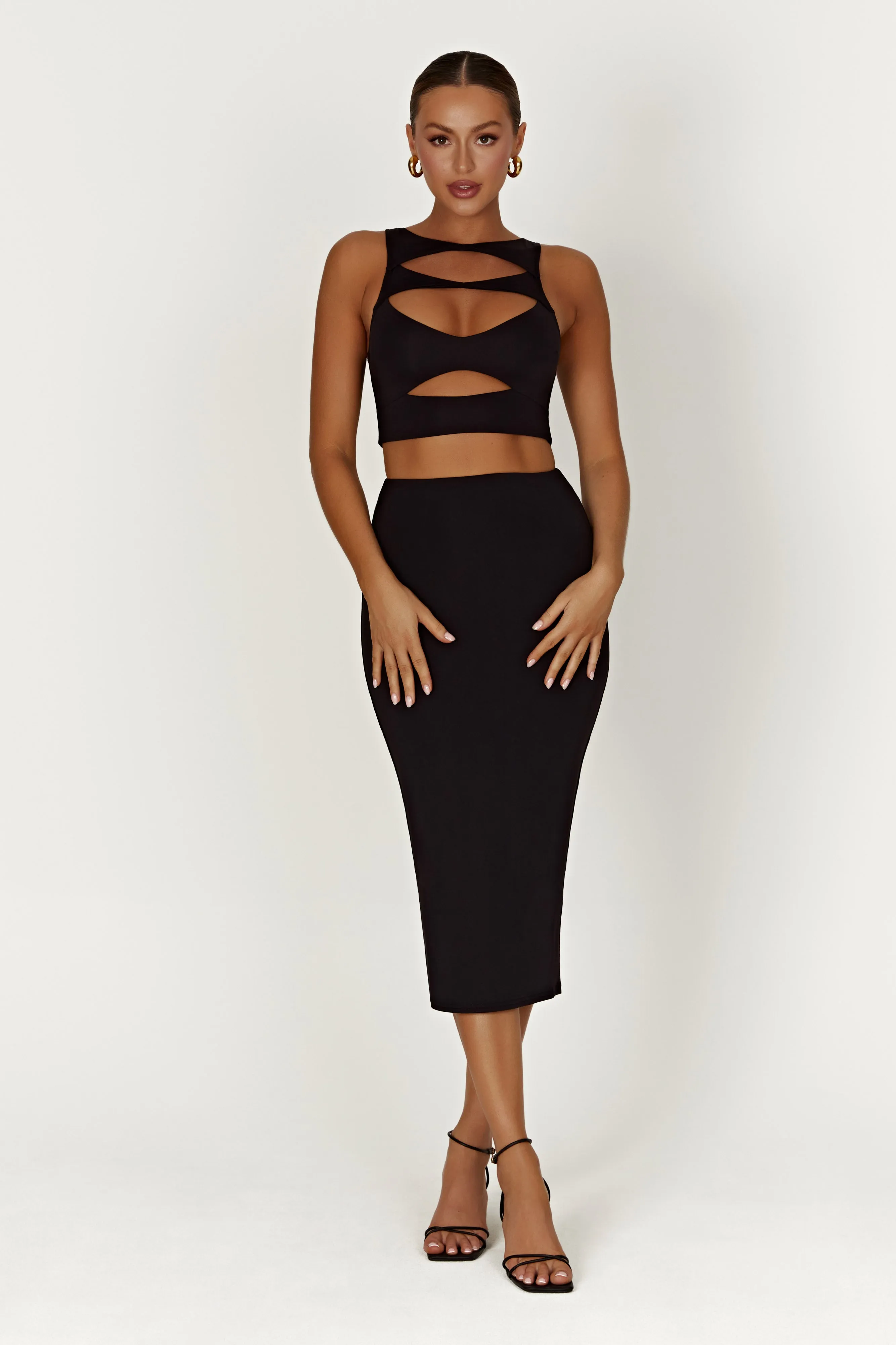 Chloe Cut Out Crop Top - Black sold by Meshki product image thumbnail 4