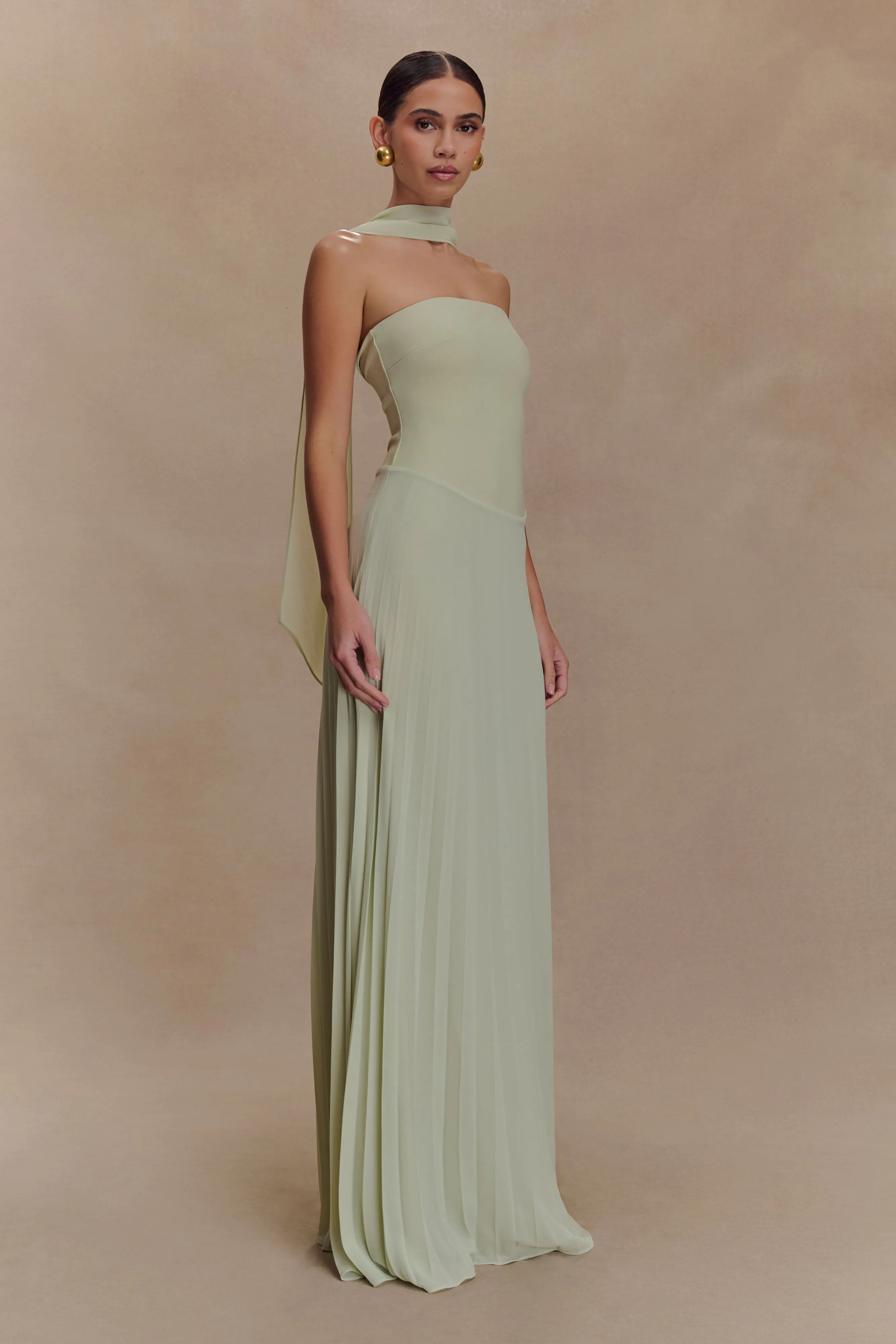 Caira Chiffon Scarf Maxi Dress - Sage sold by Meshki product image thumbnail 5