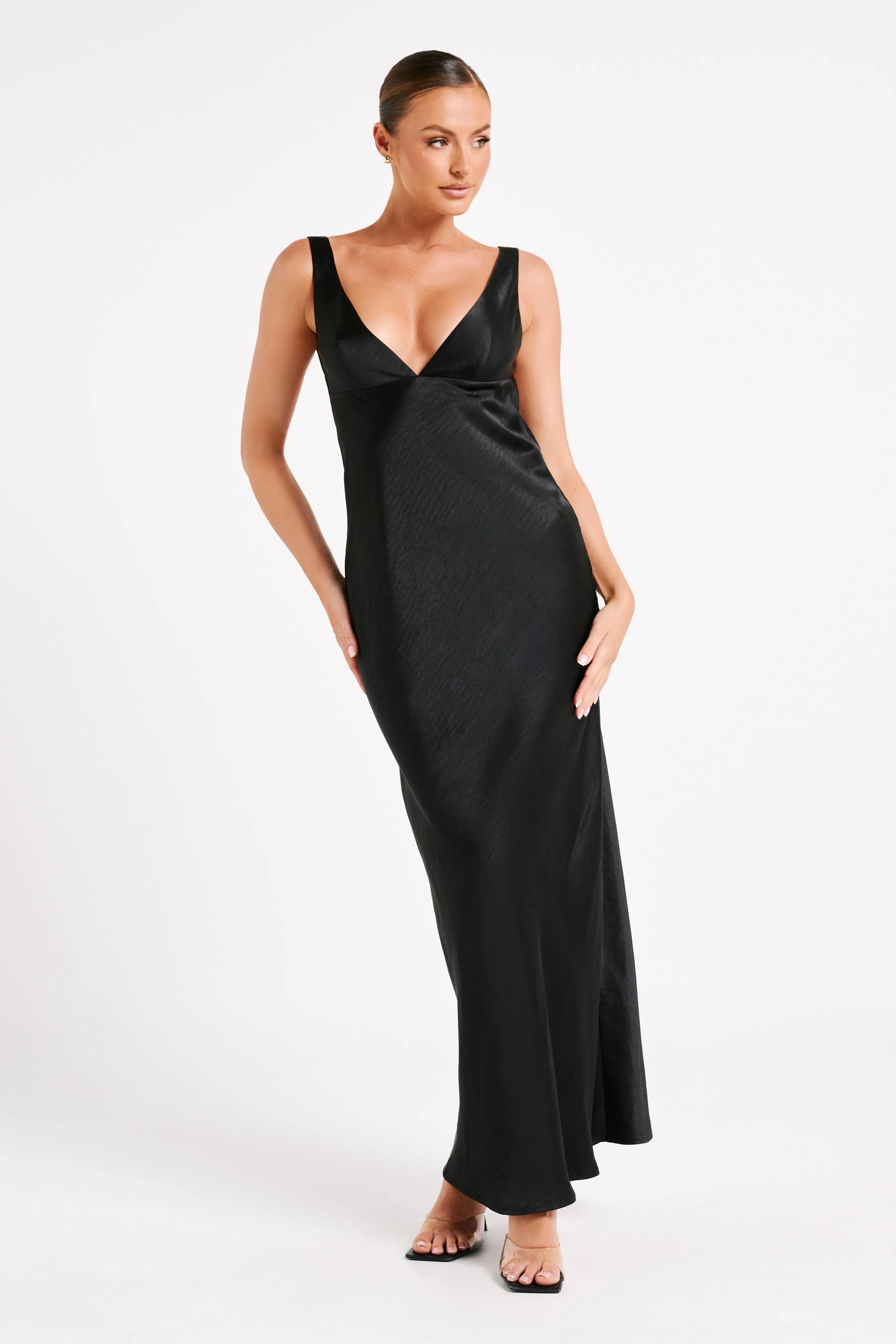 Indy Open Back Maxi Dress - Black sold by Meshki