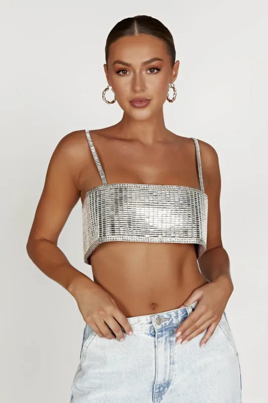 Miriam Mirror Crop Top - Silver sold by Meshki