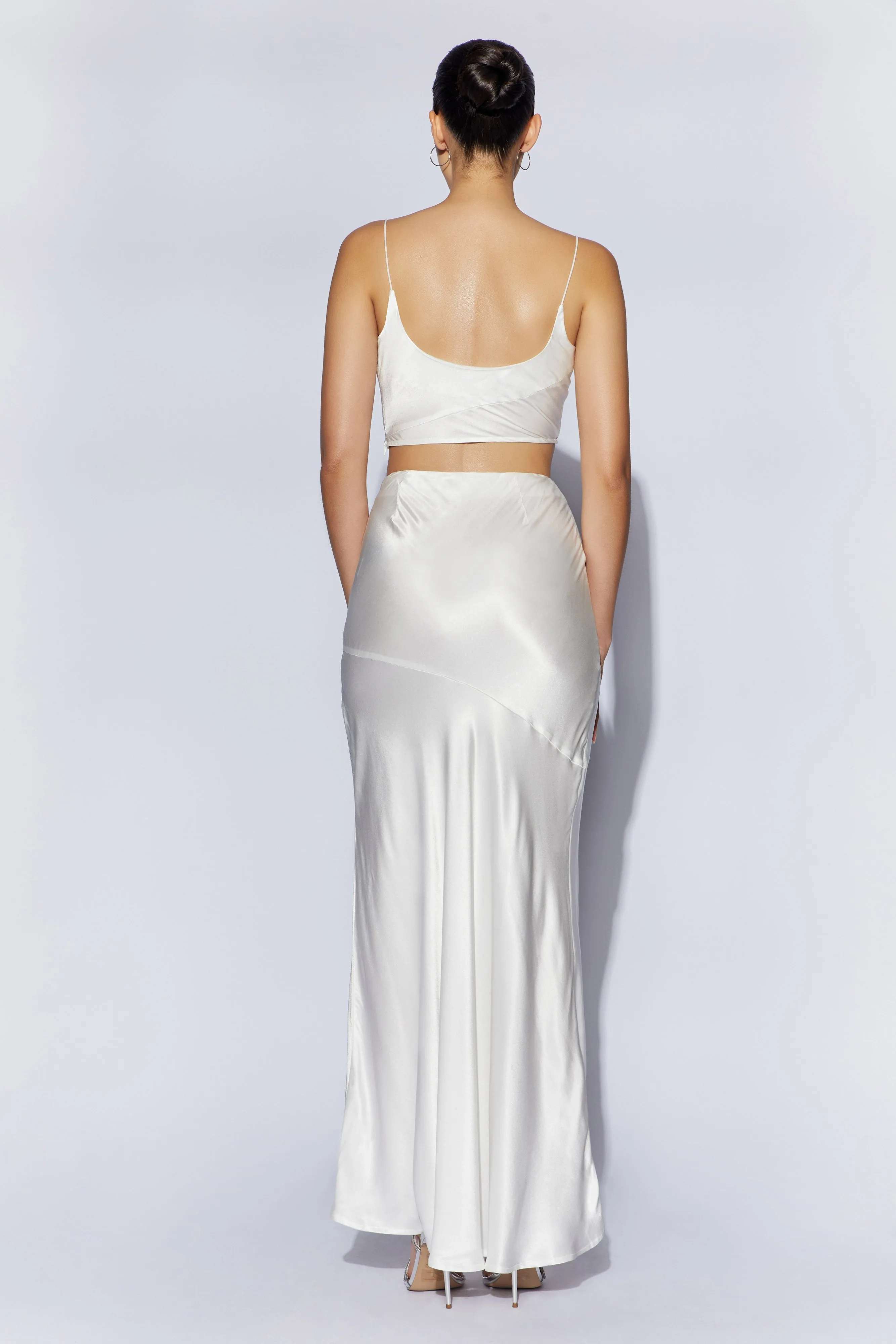 Poppy Satin Cowl Neck Top - White sold by Meshki product image thumbnail 3