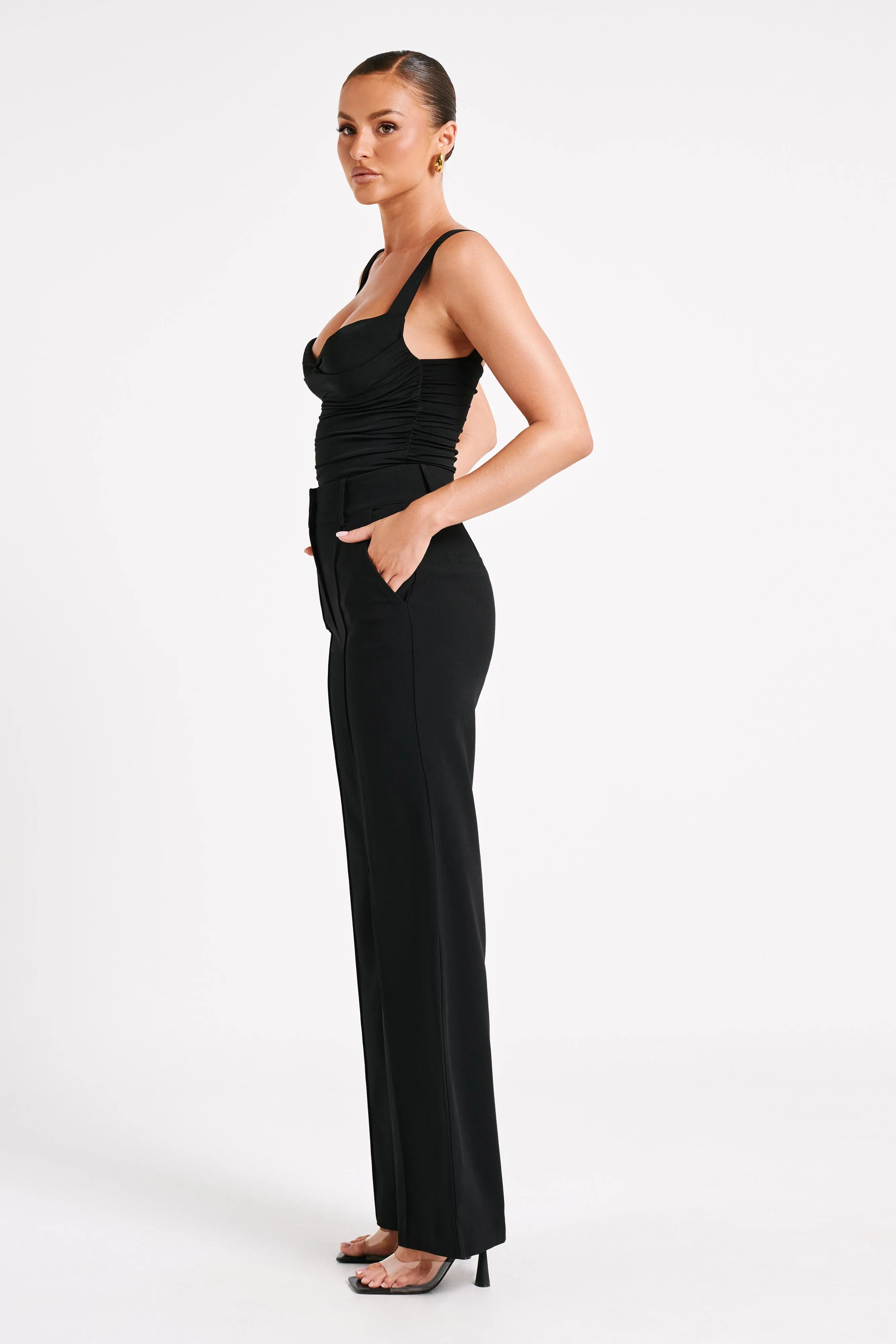 Lisa High Waist Suiting Trousers - Black sold by Meshki product image thumbnail 4