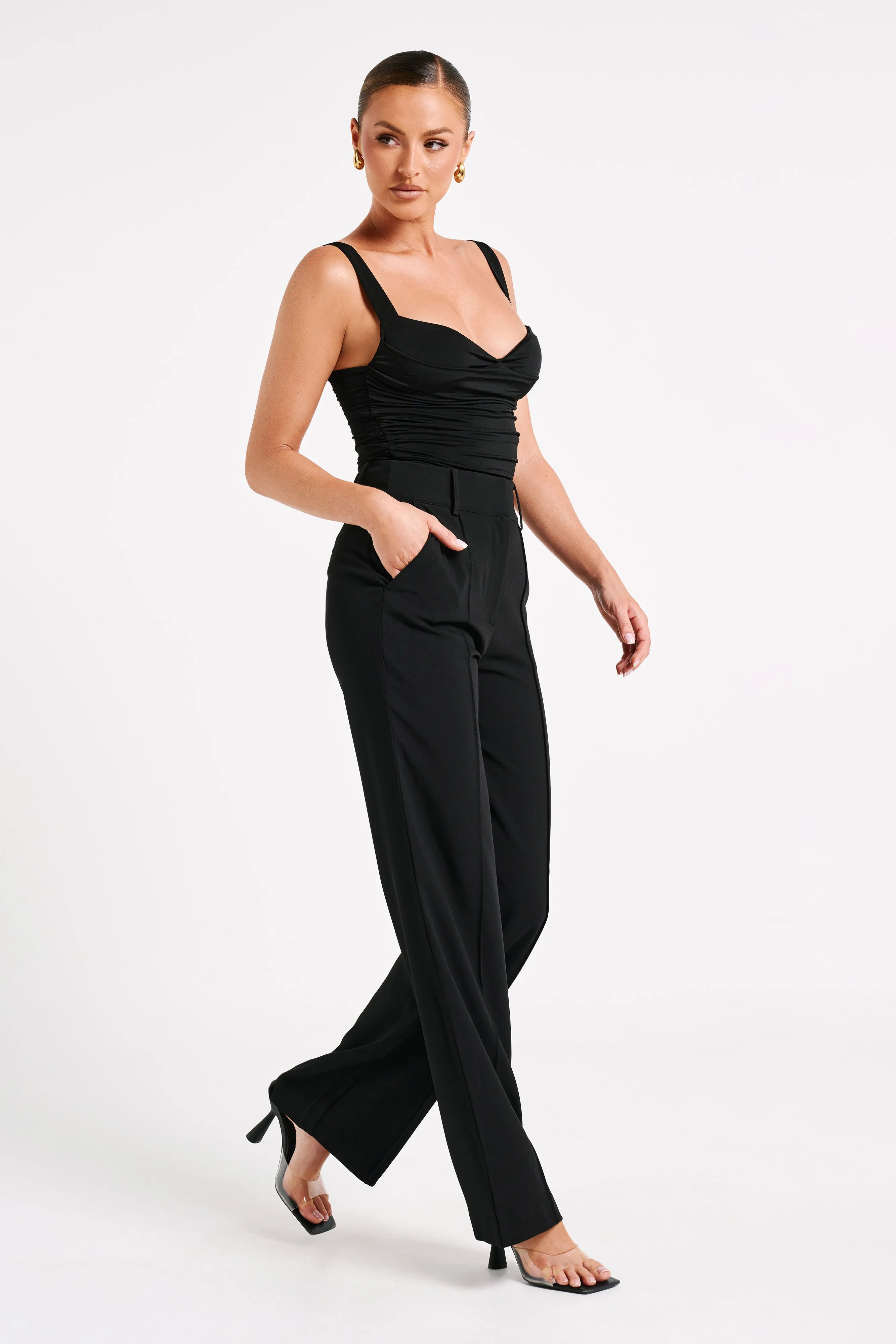 Lisa High Waist Suiting Trousers - Black sold by Meshki product image thumbnail 5