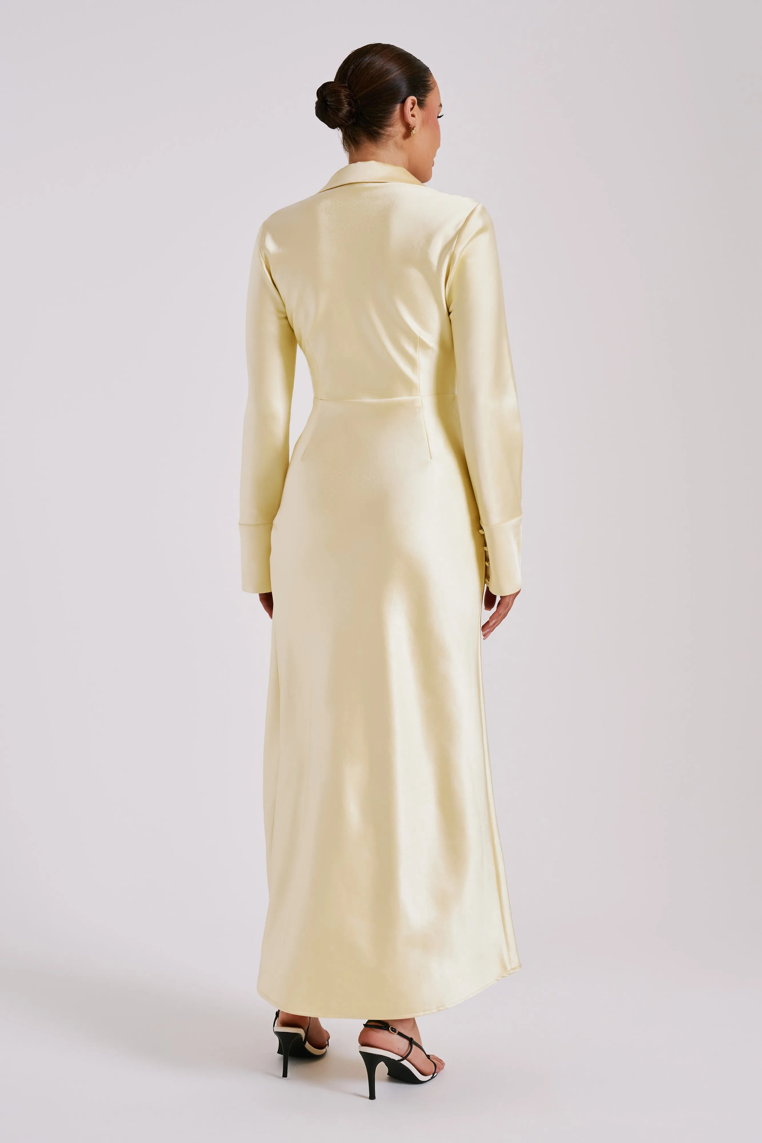 Whitley Satin Collared Maxi Dress - Butter sold by Meshki product image thumbnail 4