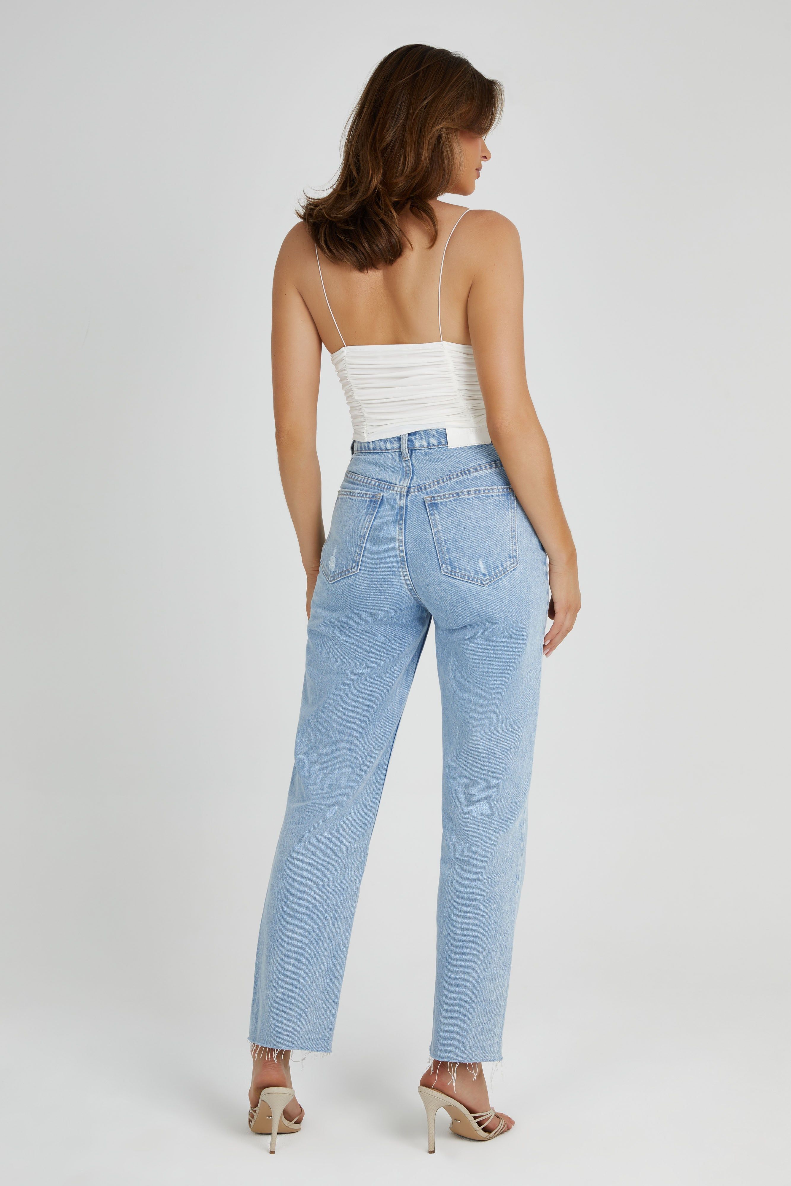 Lillian Jersey Gathered Top - White sold by Meshki product image thumbnail 4