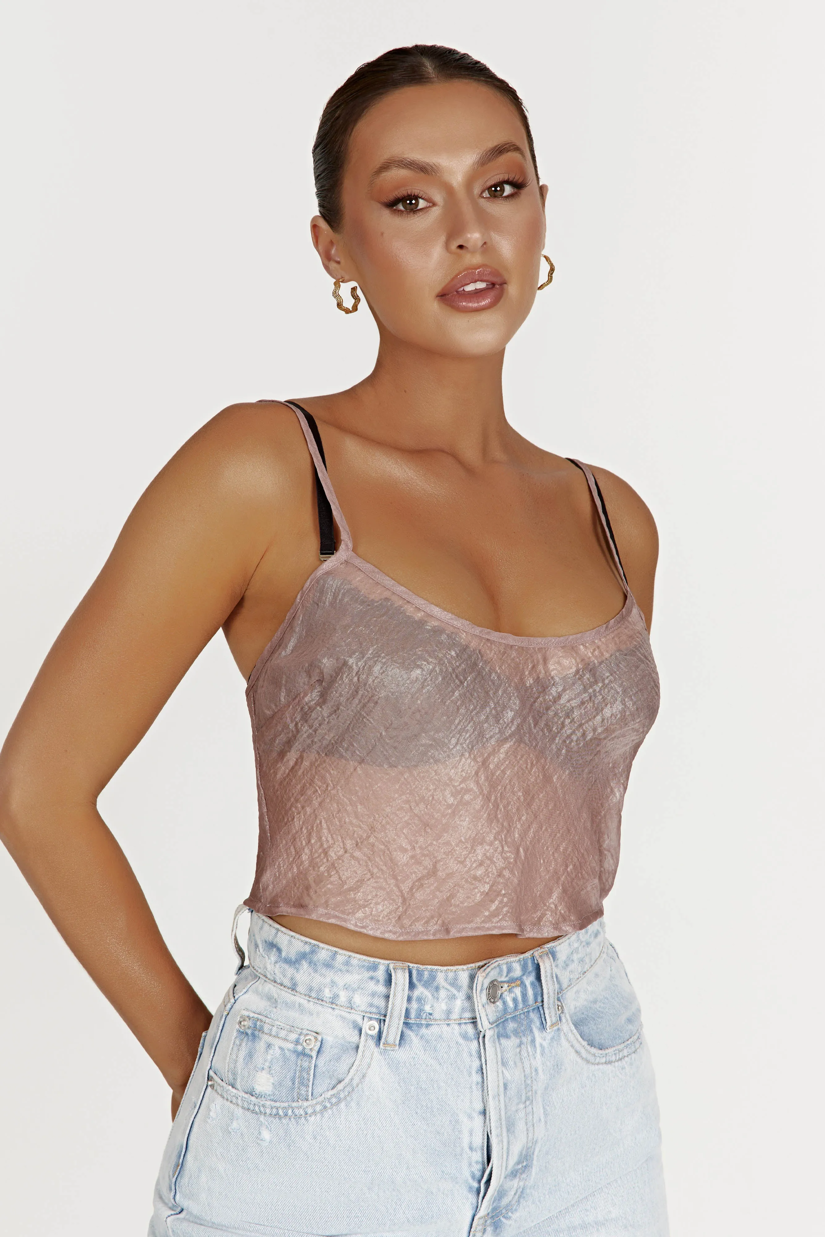 Kiana Iridescent Camisole - Taupe sold by Meshki product image thumbnail 3