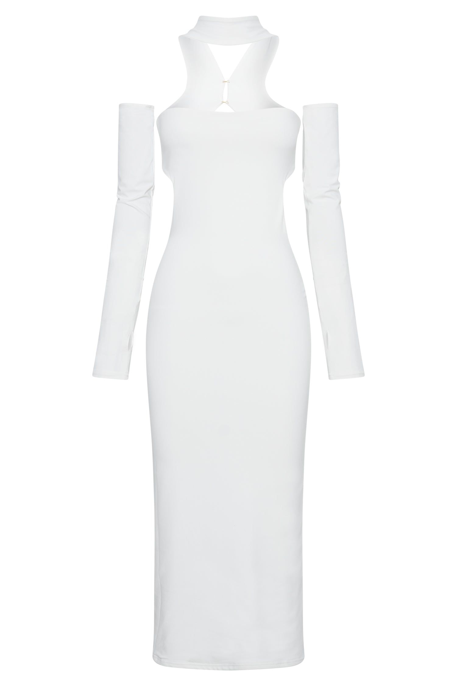 Demie Neckband Midi Dress With Fingerless Gloves - White sold by Meshki product image thumbnail 8