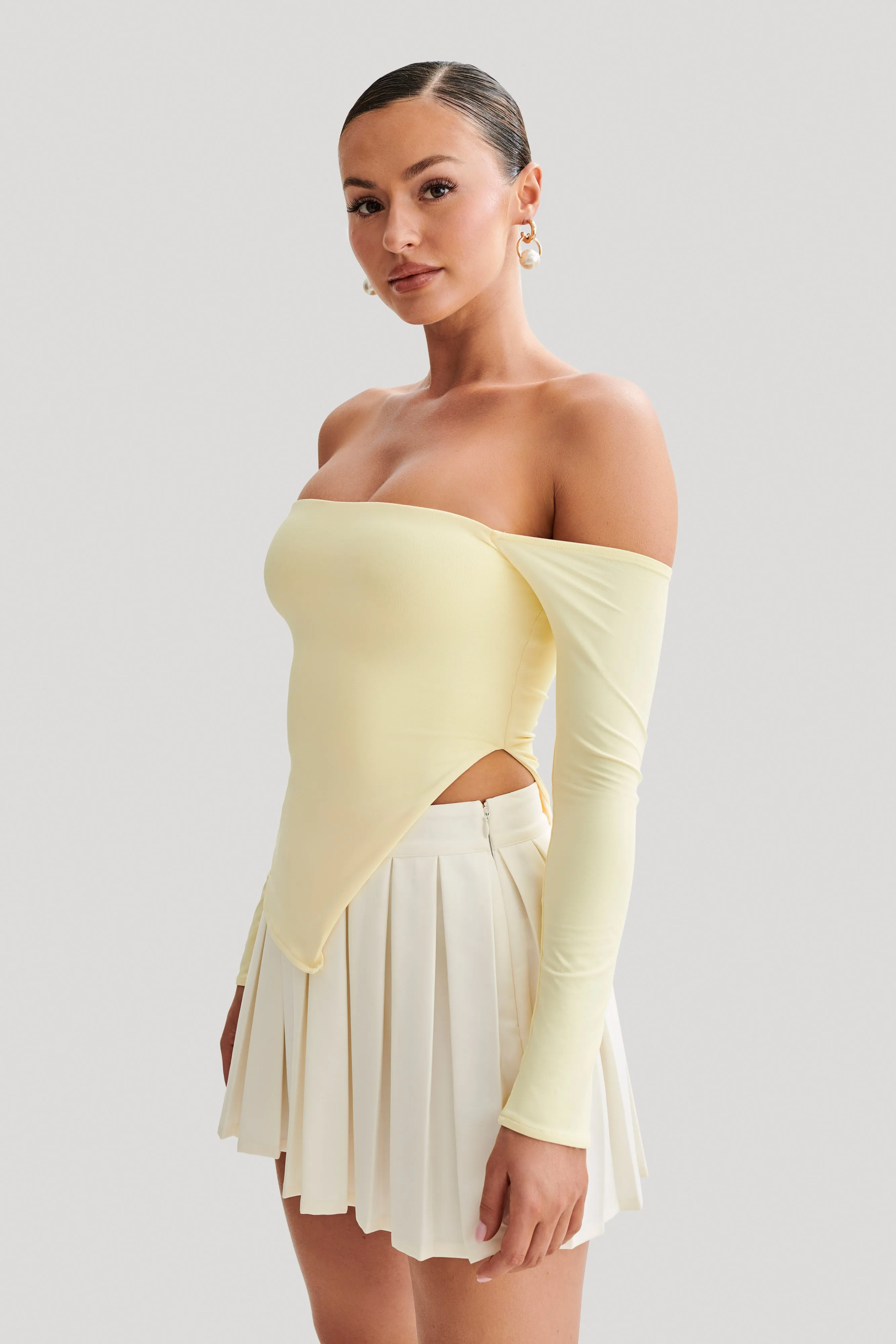 Carmen Recycled Nylon Off Shoulder Top - Lemon sold by Meshki product image thumbnail 4