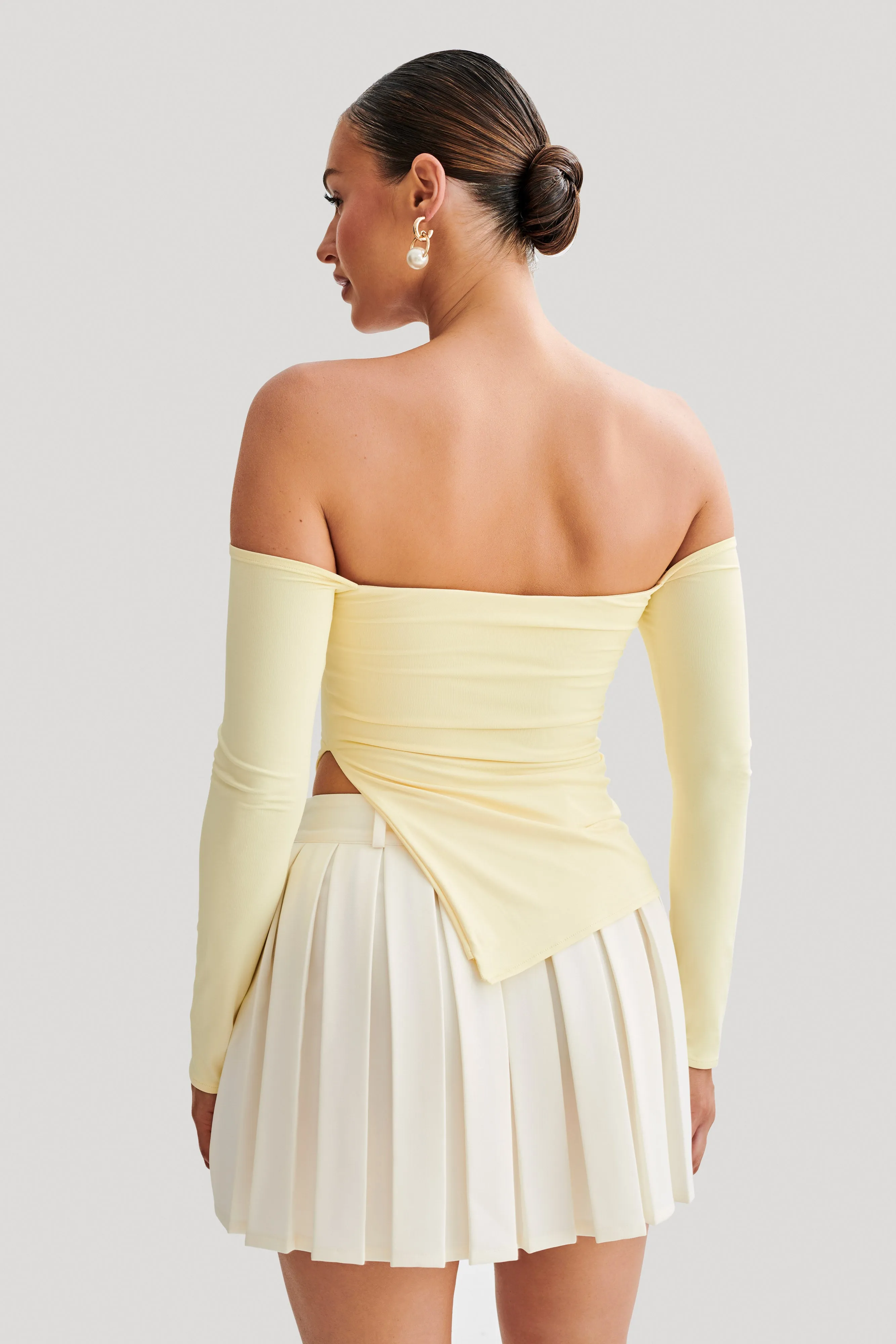 Carmen Recycled Nylon Off Shoulder Top - Lemon sold by Meshki product image thumbnail 2
