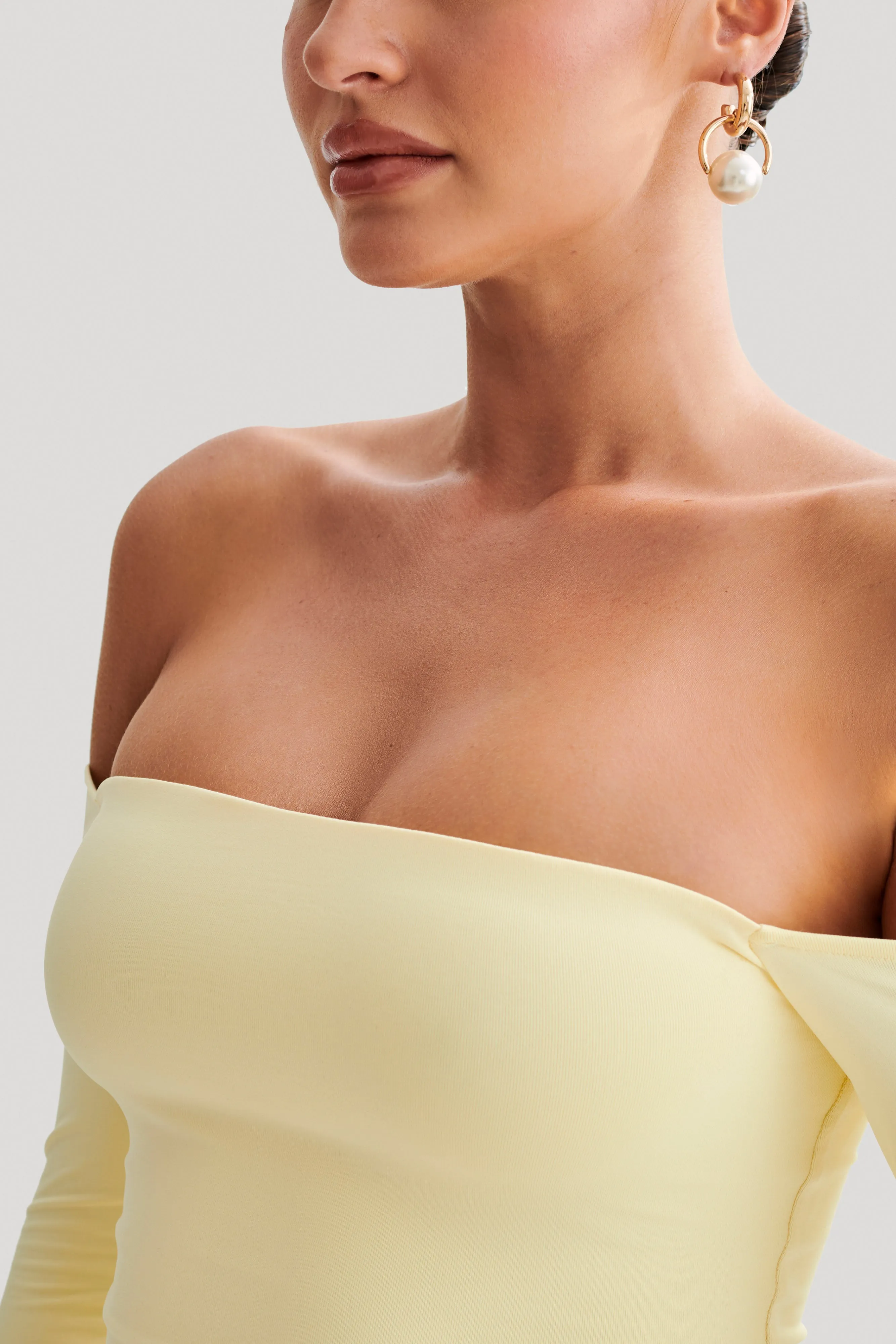 Carmen Recycled Nylon Off Shoulder Top - Lemon sold by Meshki product image thumbnail 3