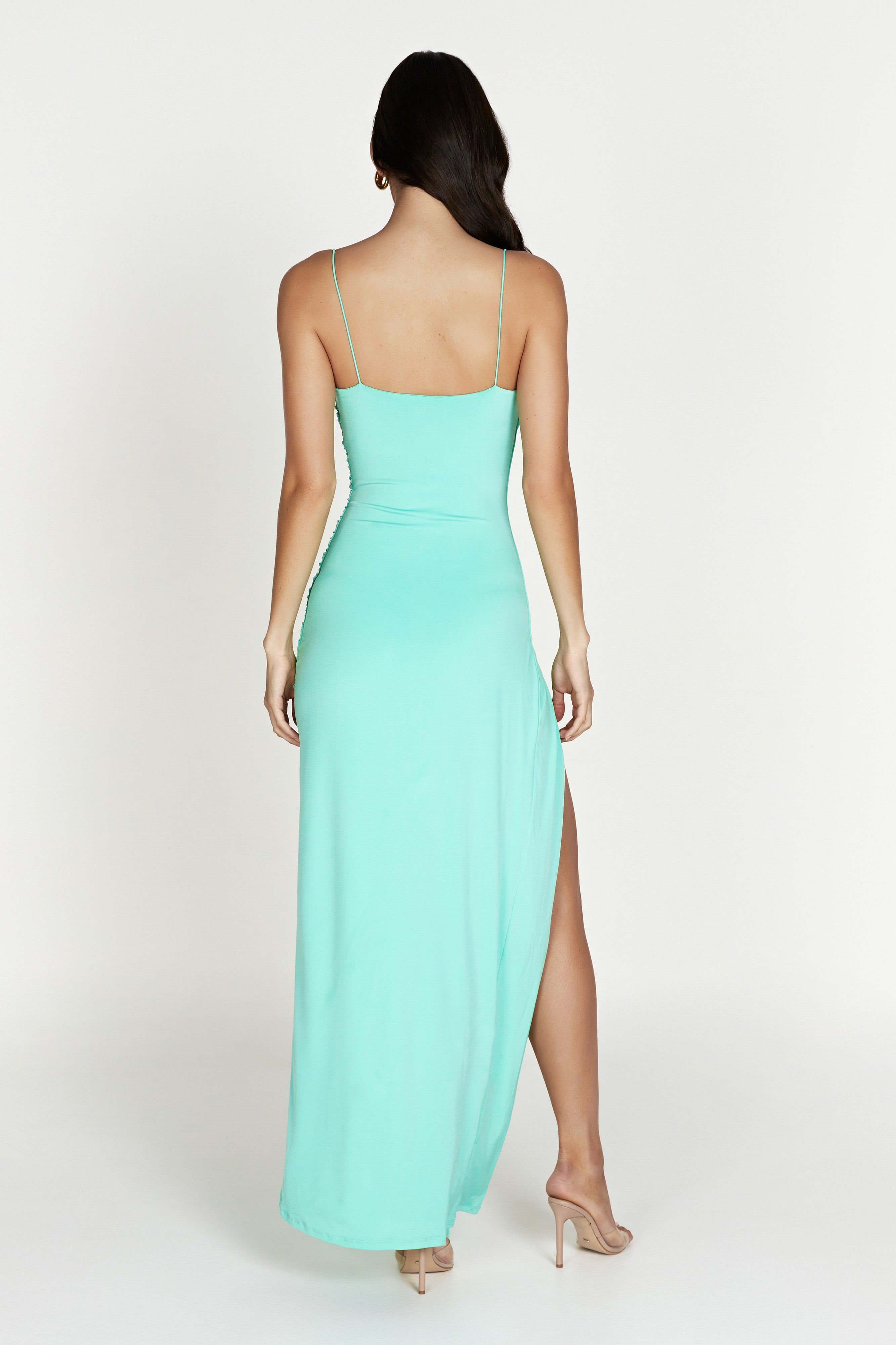 Candice Ruched Maxi Dress - Mint sold by Meshki product image thumbnail 3