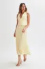 Twyla Pleated Suiting Maxi Skirt - Lemon sold by Meshki