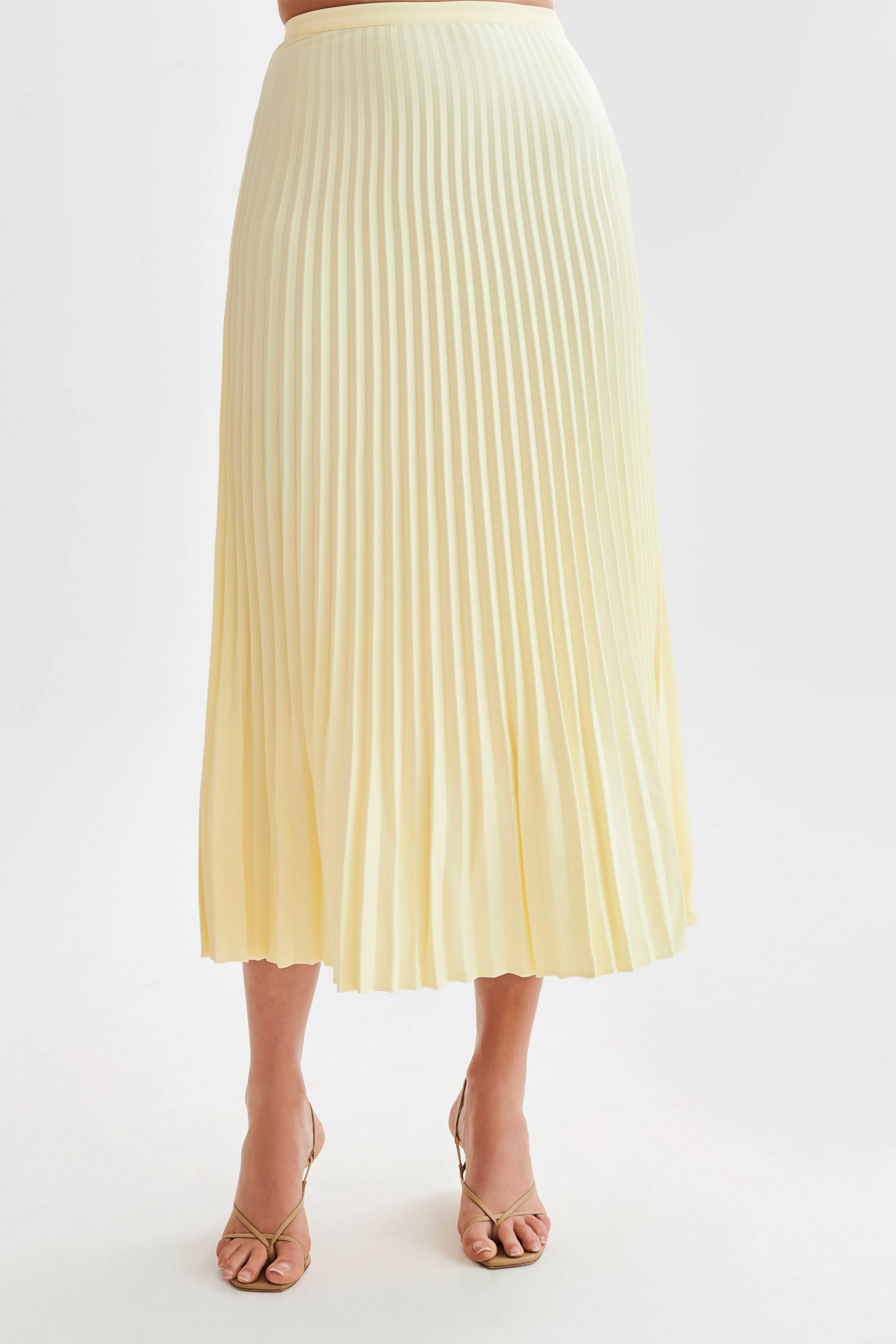 Twyla Pleated Suiting Maxi Skirt - Lemon sold by Meshki product image thumbnail 3