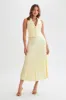 Twyla Pleated Suiting Maxi Skirt - Lemon sold by Meshki