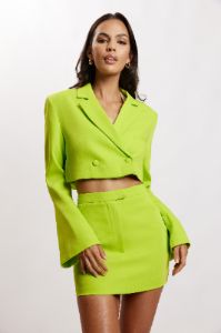 Josie Crepe Mini Skirt - Lime Green sold by Meshki